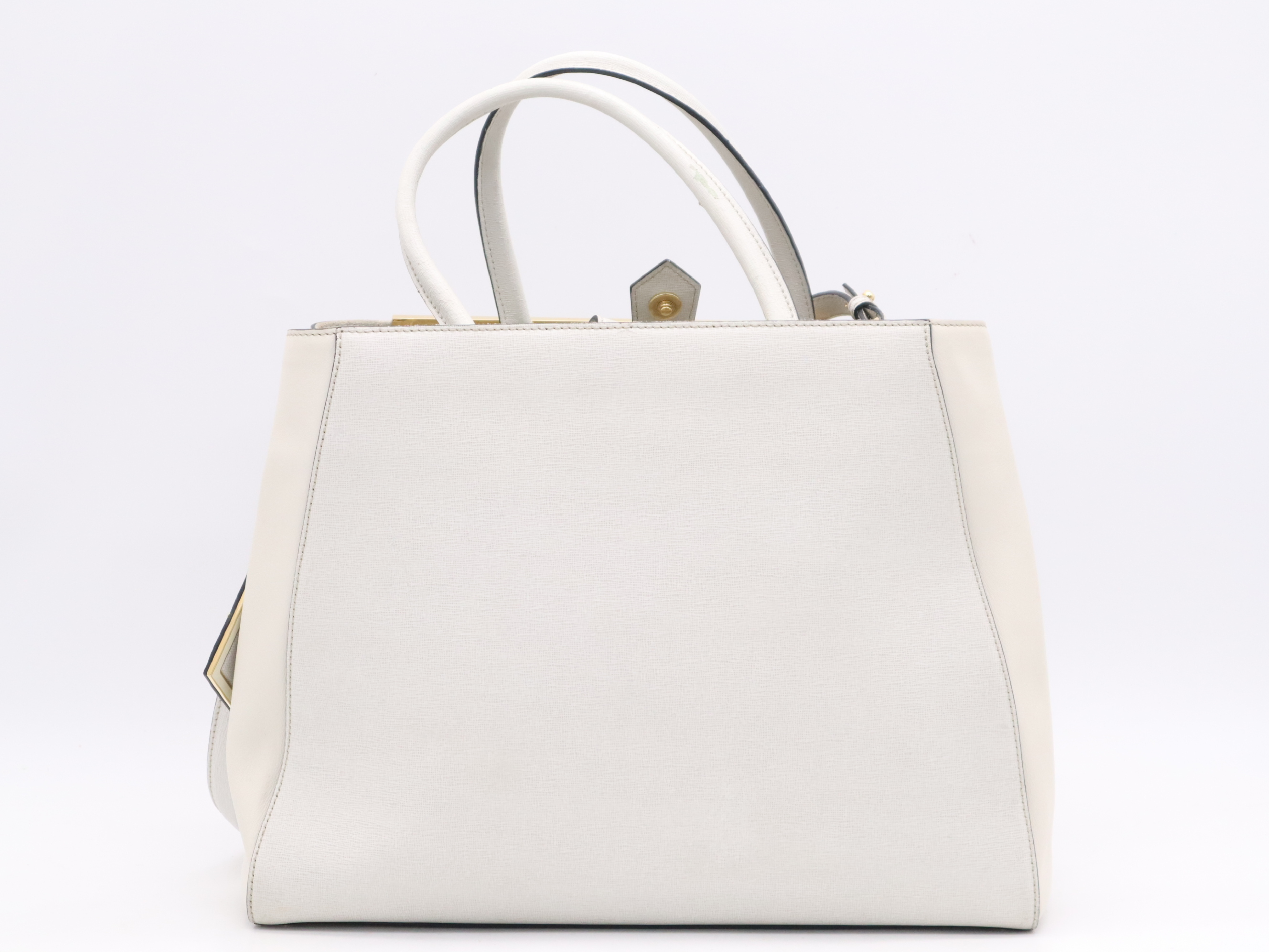 8BH250-D7E Leather Shopping Toujours Handbag with Shoulder Strap and Keychain - White Handbag — view 2