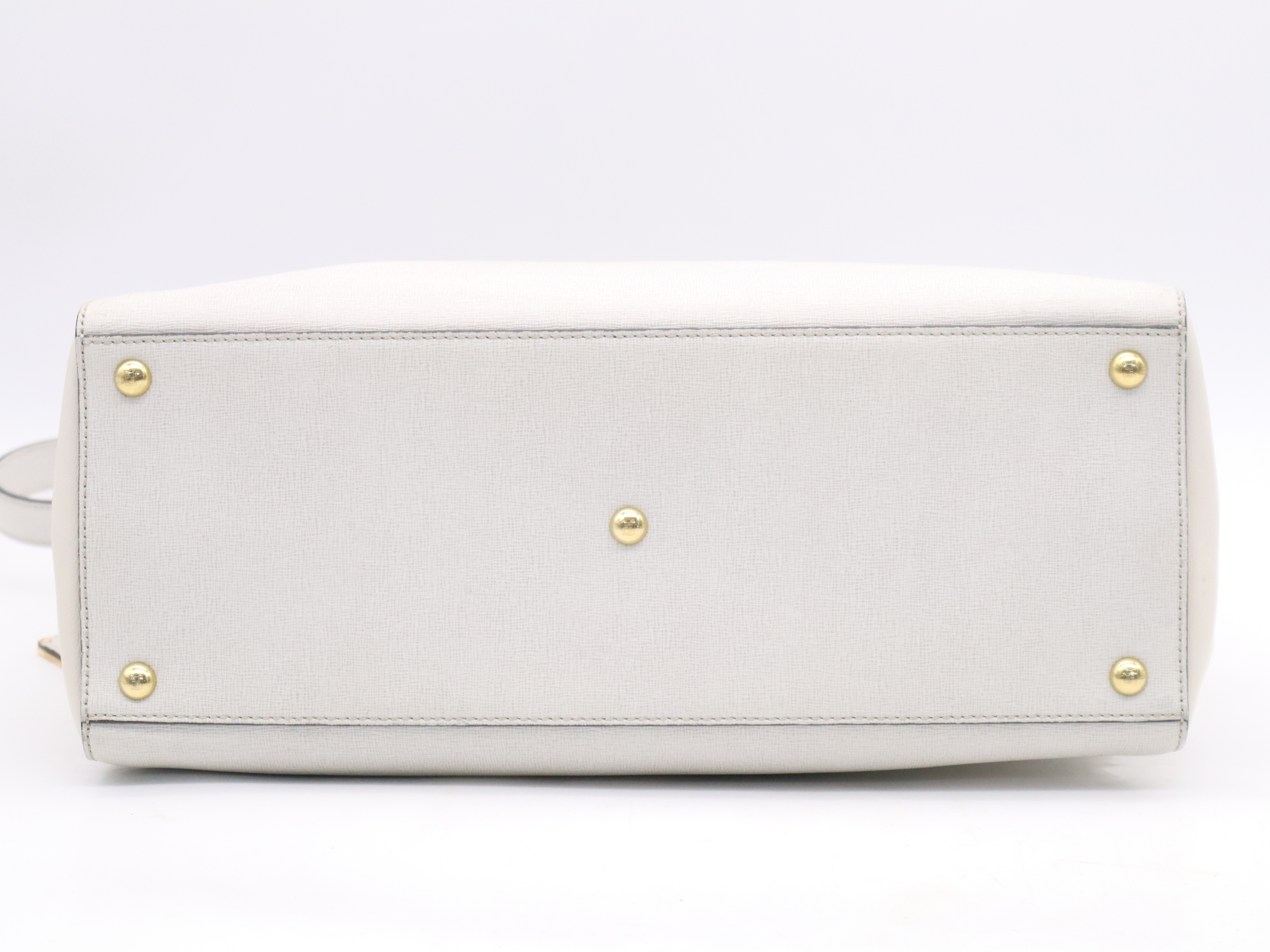 8BH250-D7E Leather Shopping Toujours Handbag with Shoulder Strap and Keychain - White Handbag — view 4