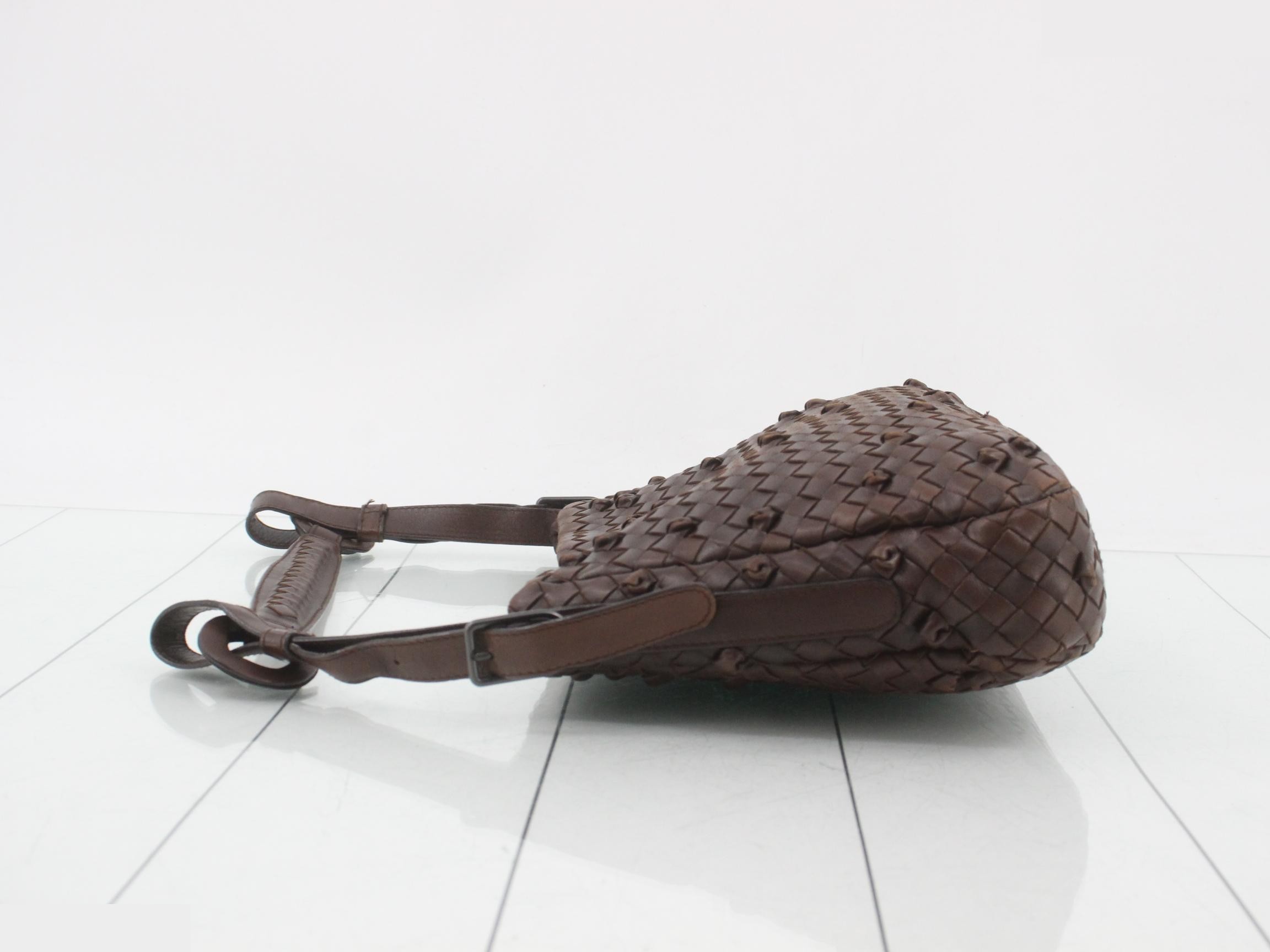 Intrecciato Shoulder Bag, Brown — view 4