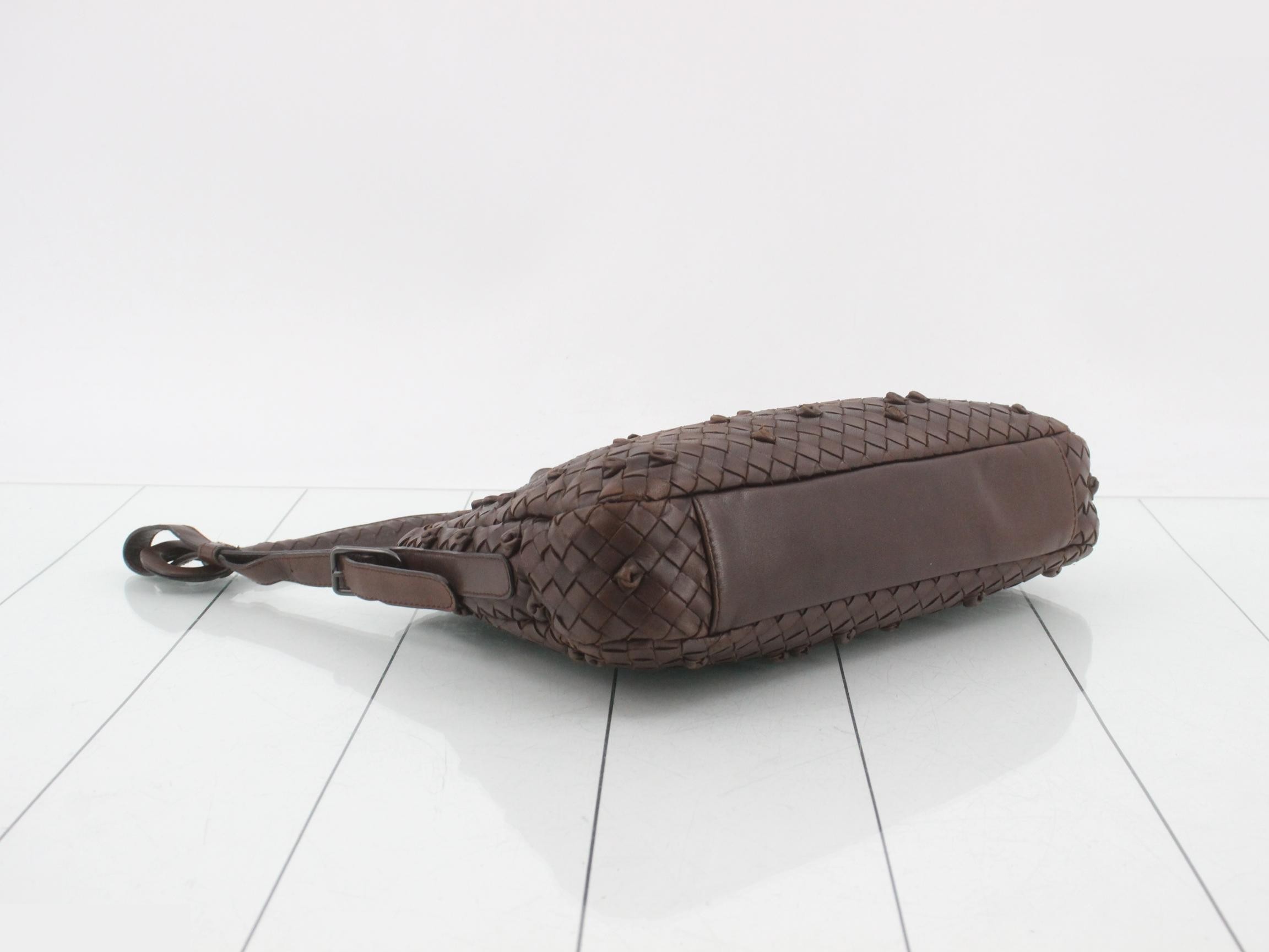 Intrecciato Shoulder Bag, Brown — view 5