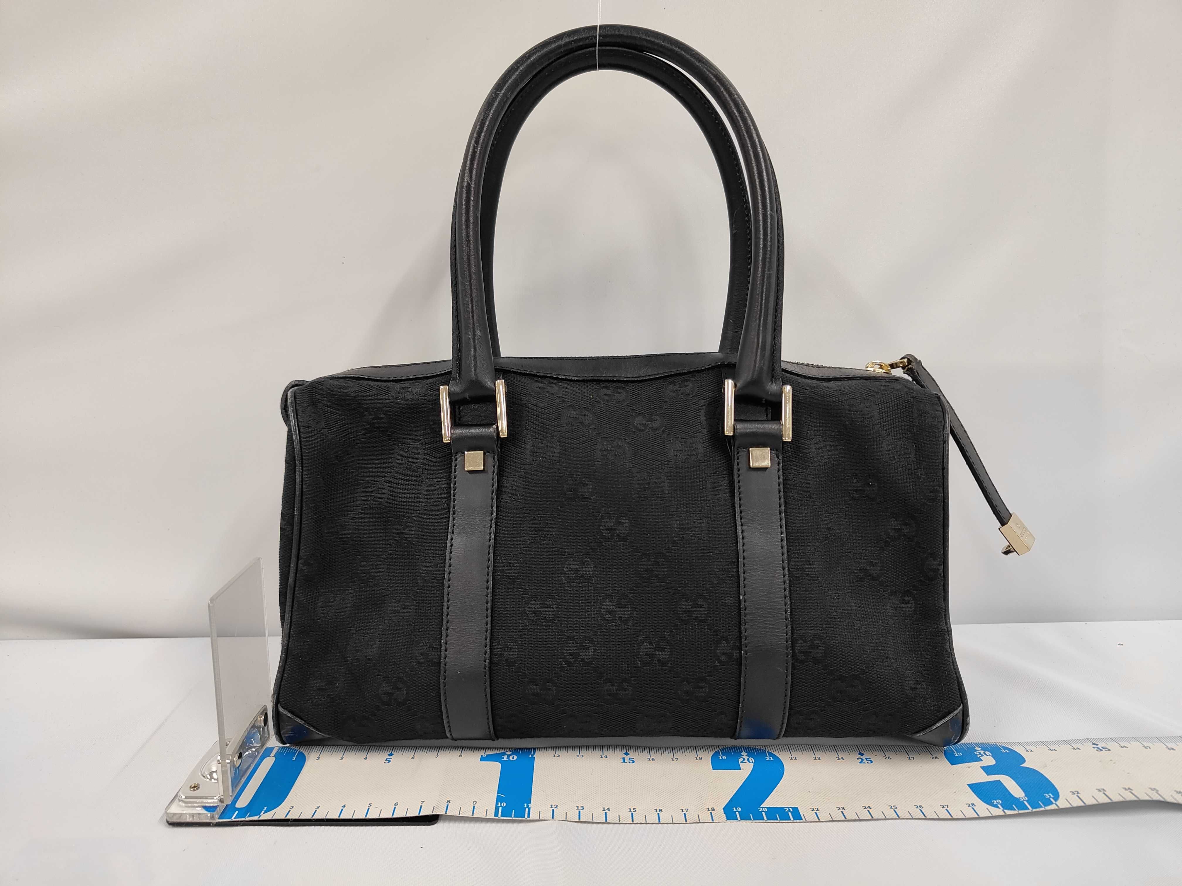 000-0851 Canvas GG Canvas Handbag Black Gold Hardware Handbag — view 2