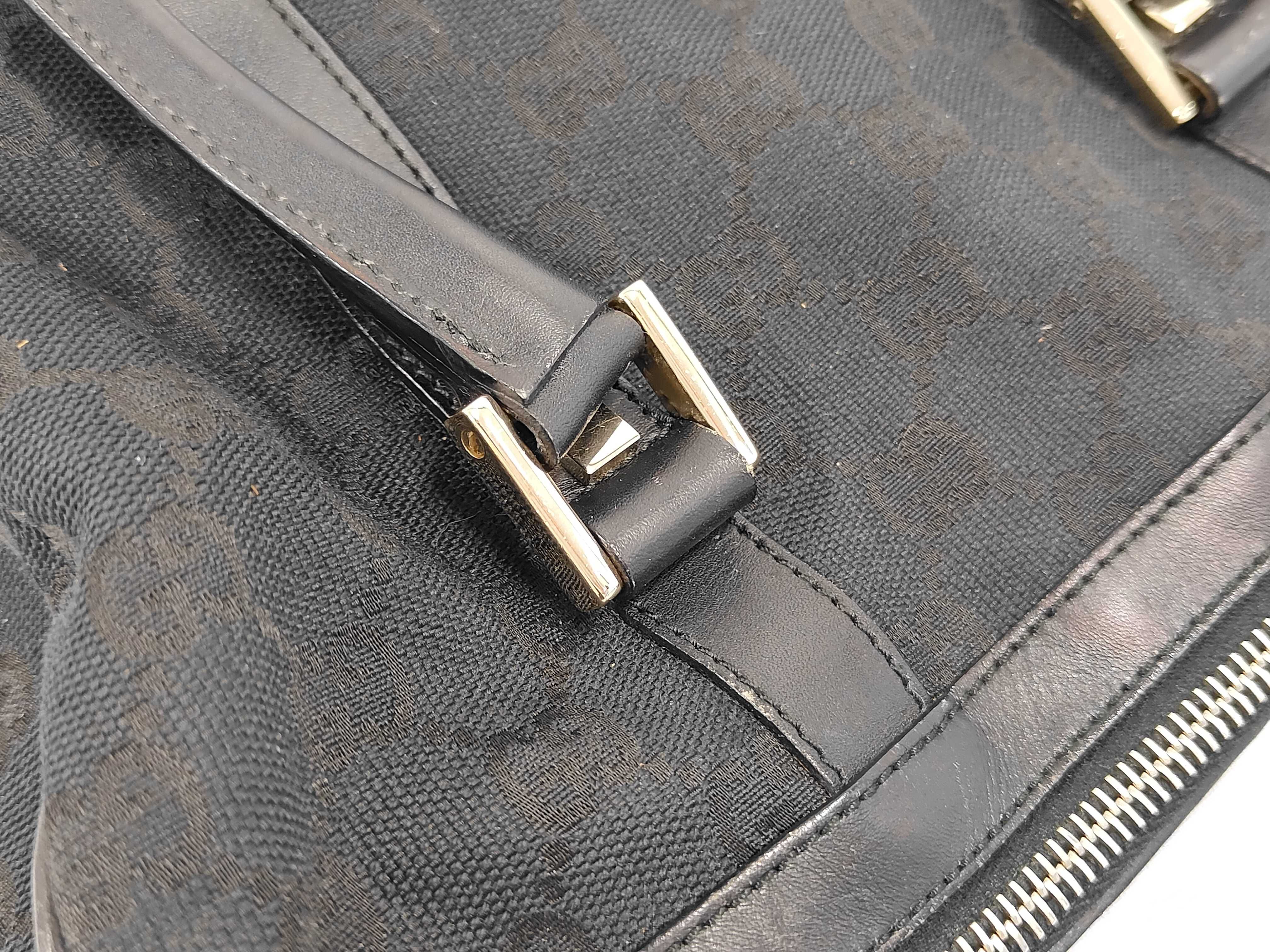 000-0851 Canvas GG Canvas Handbag Black Gold Hardware Handbag — view 6