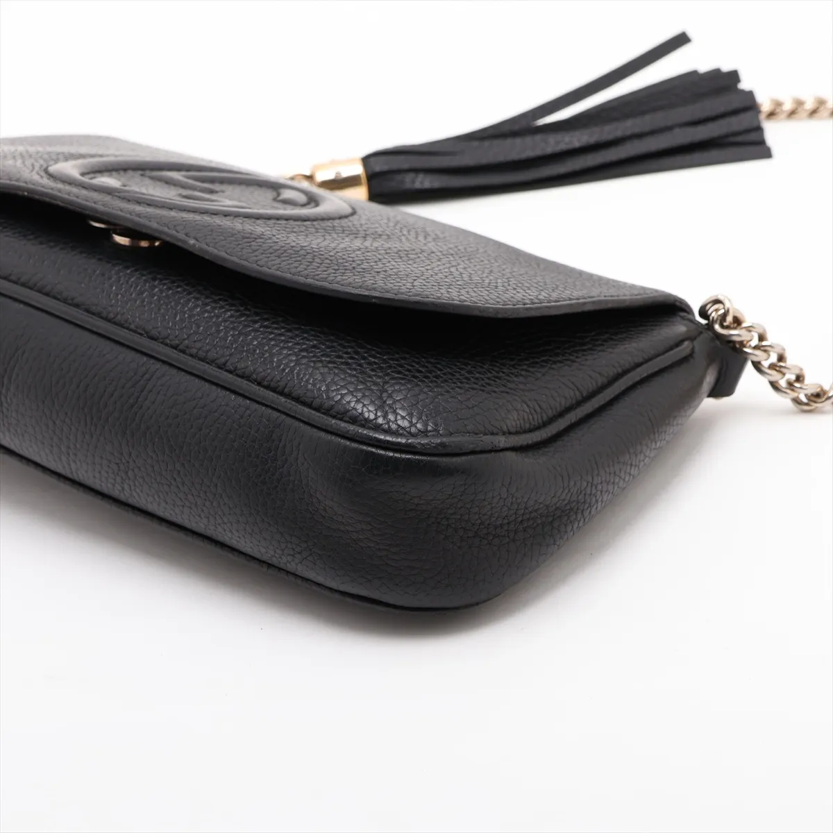 Soho Leather Chain Shoulder Bag, Black, 536224 (Outlet) — view 3
