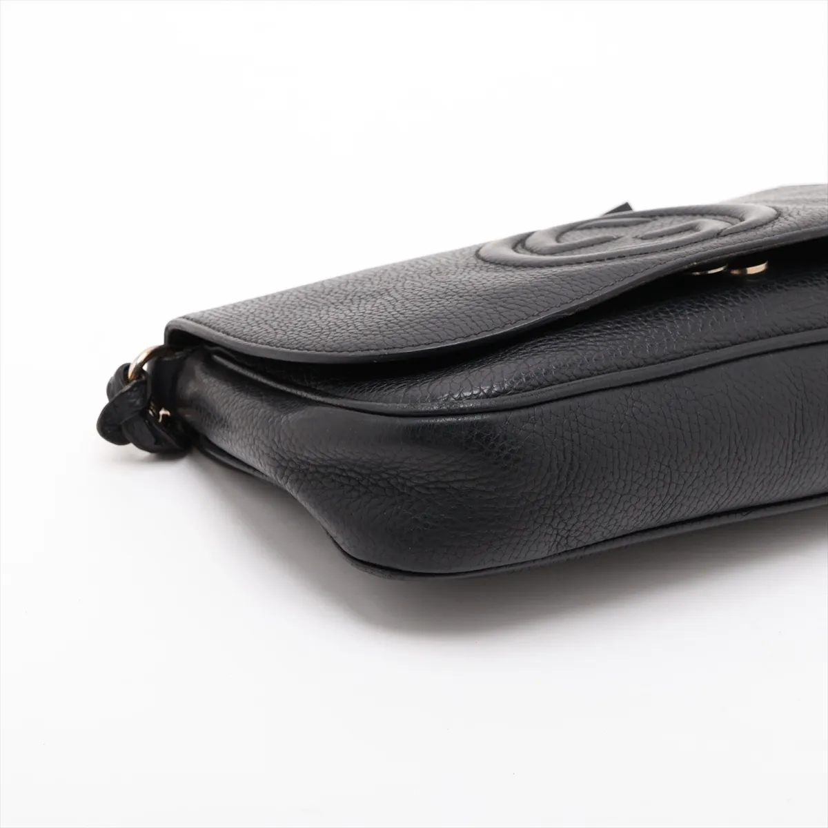 Soho Leather Chain Shoulder Bag, Black, 536224 (Outlet) — view 4