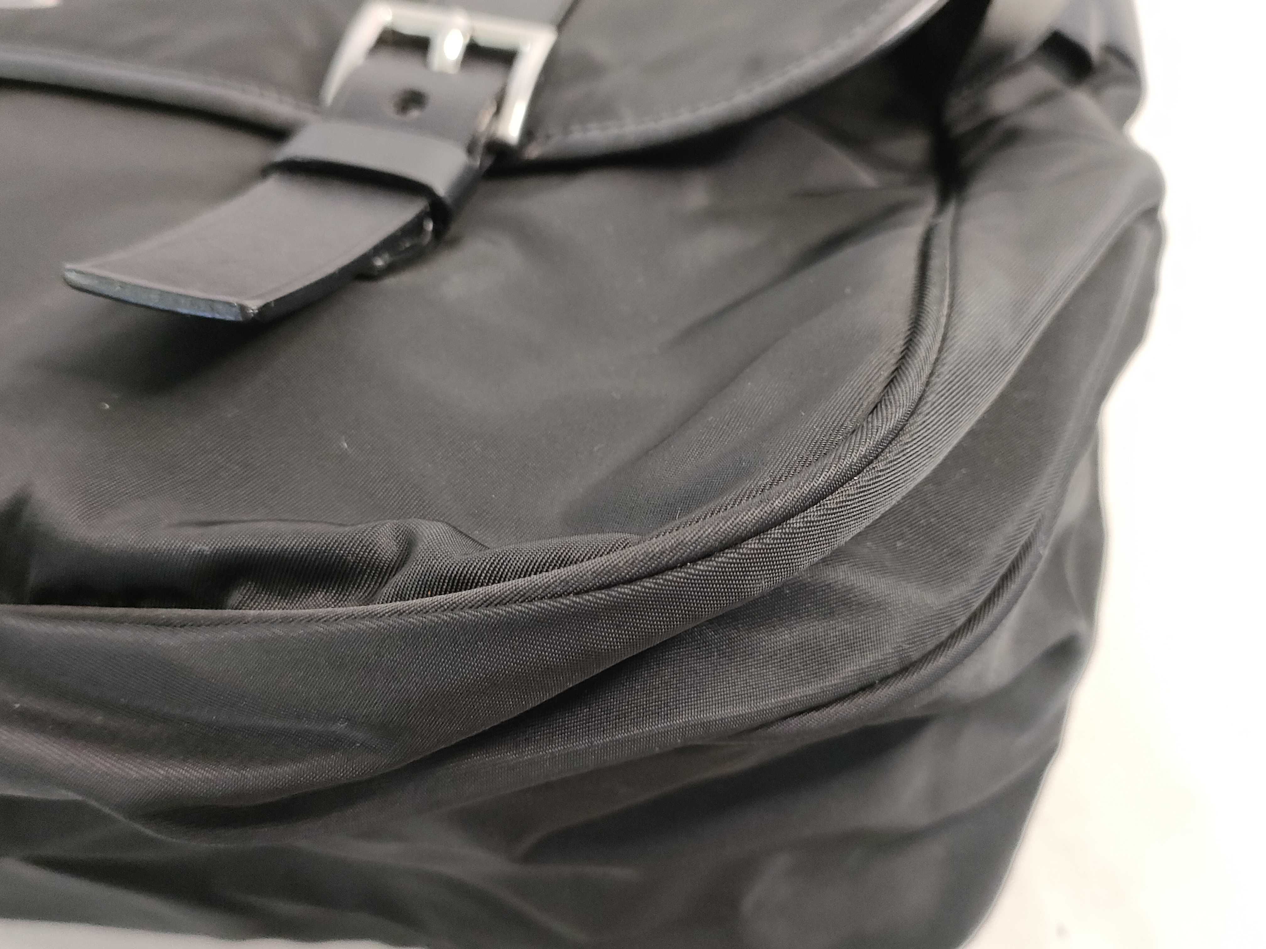 Nylon Prada Messenger Bag Nylon Black Triangle Logo Plate Shoulder Bag — view 6