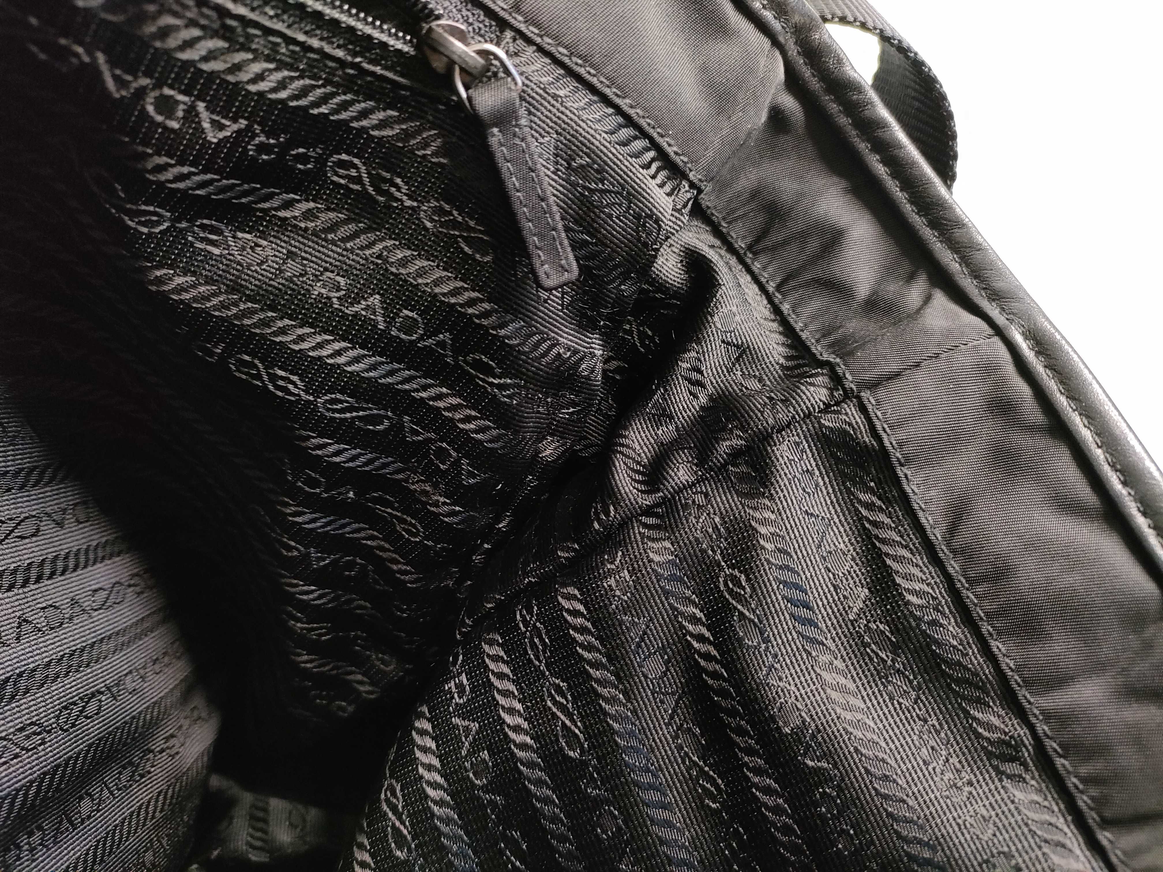 Nylon Prada Messenger Bag Nylon Black Triangle Logo Plate Shoulder Bag — view 10
