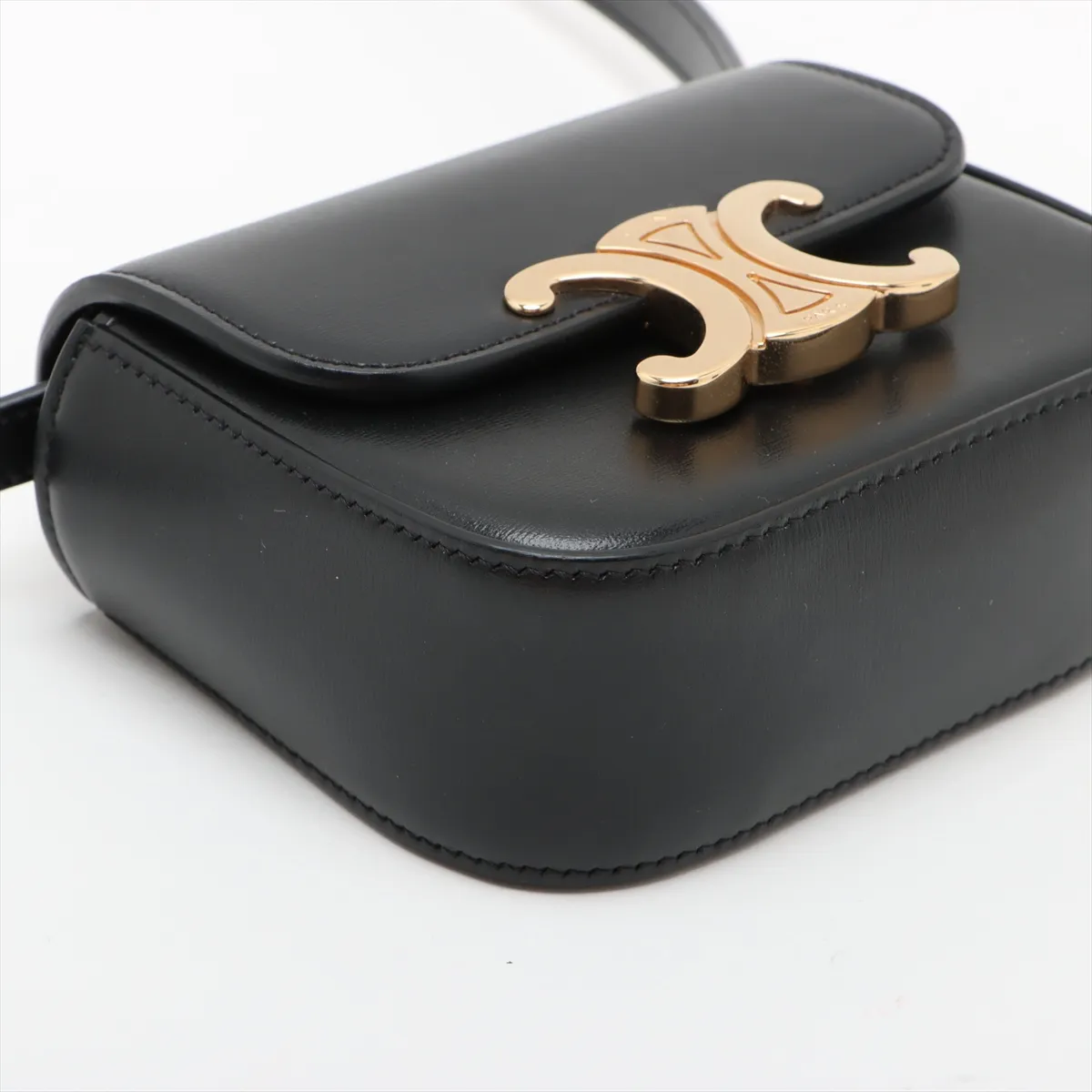 Triomphe Mini Claude Leather Shoulder Bag Black — view 4