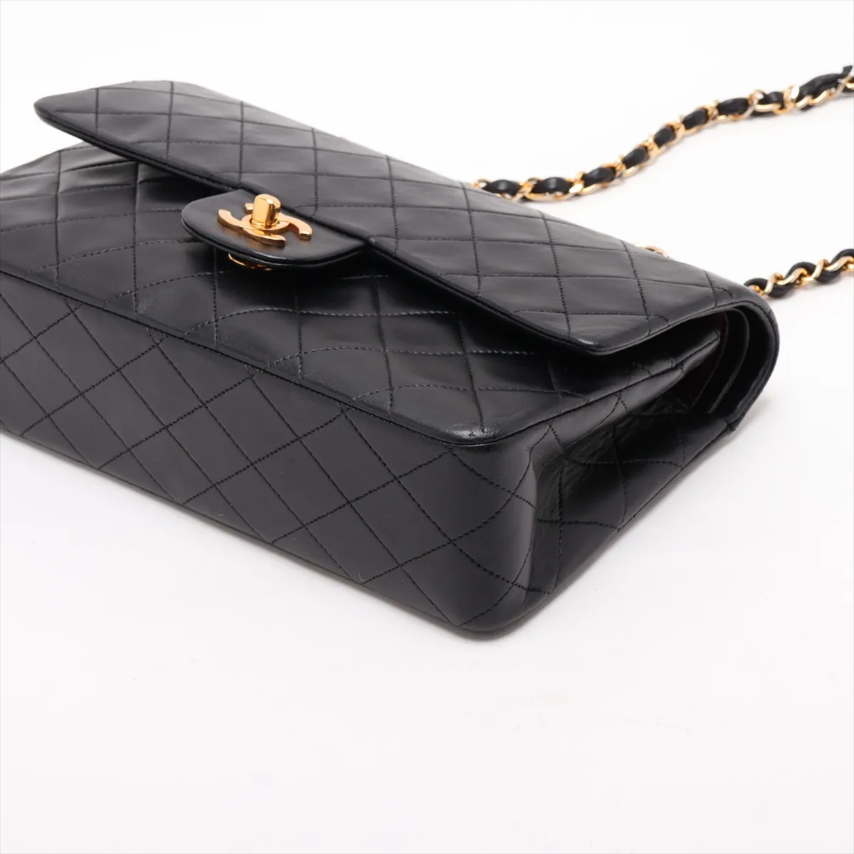 Matelassé 25 Lambskin Double Flap Double Chain Bag, Black with Gold Hardware, 0742063, Serial Number 0-series, A01112 — view 3