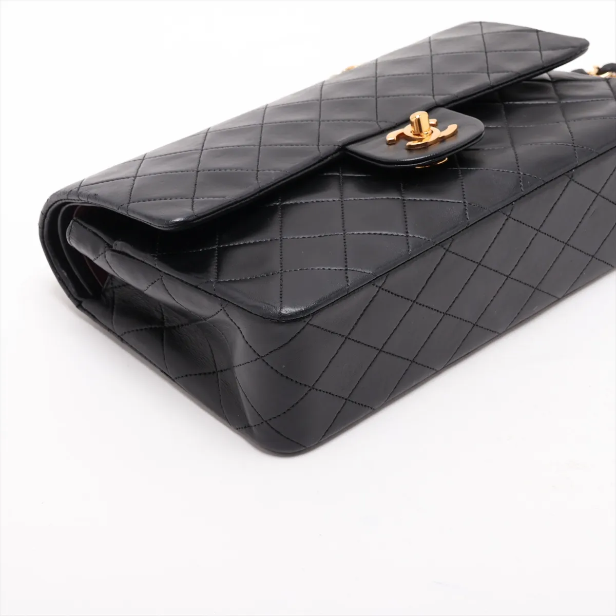 Matelassé 25 Lambskin Double Flap Double Chain Bag, Black with Gold Hardware, 0742063, Serial Number 0-series, A01112 — view 4