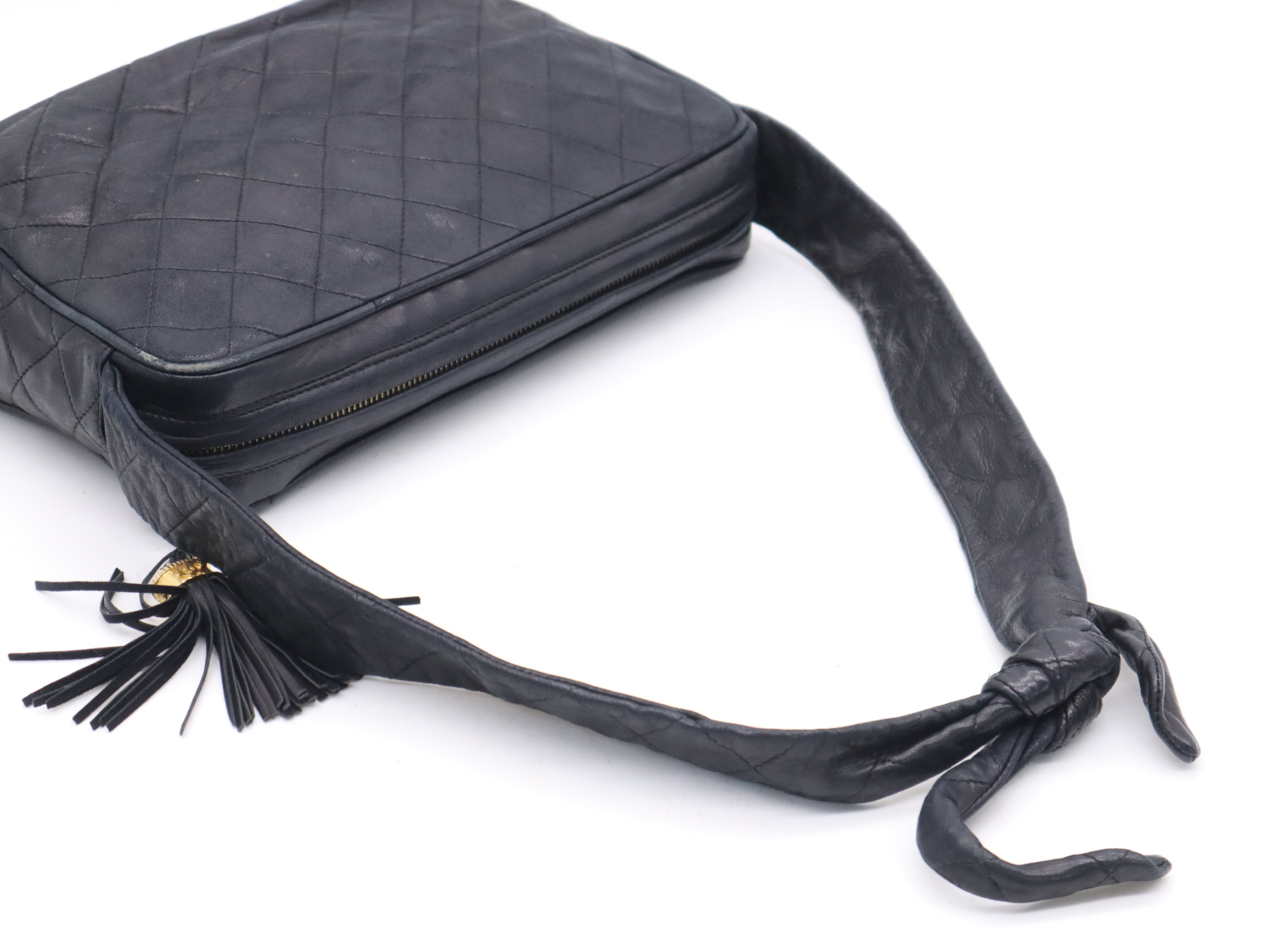 Lambskin Fringe Shoulder Bag with Dust Bag and Seal, Item No. 362830, Black Shoulder Bag — view 6