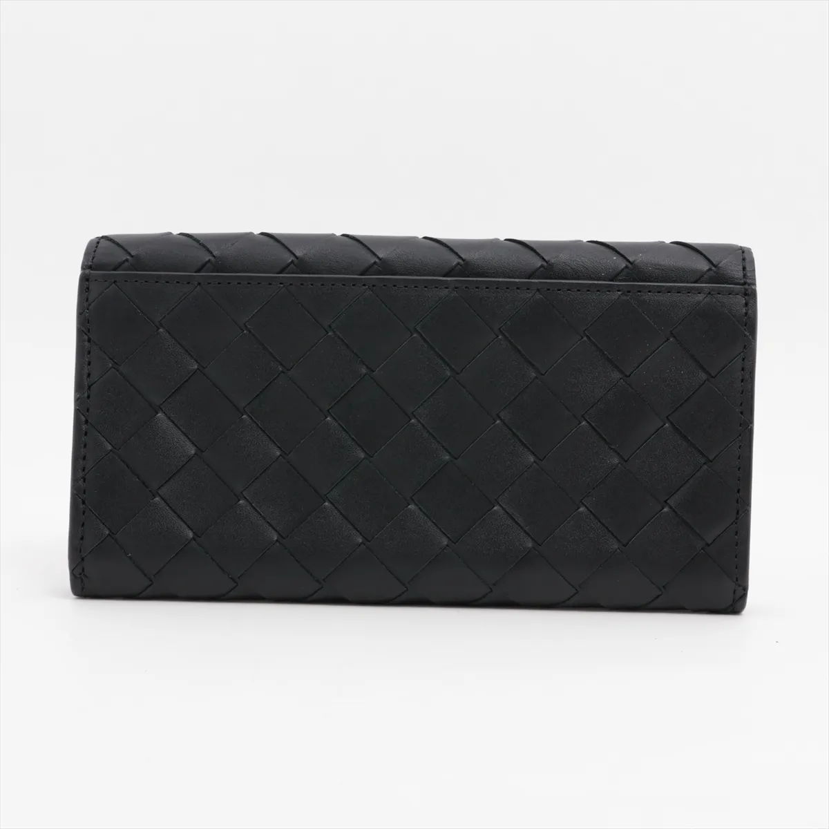 Intrecciato Leather Long Wallet Black x Green — view 2