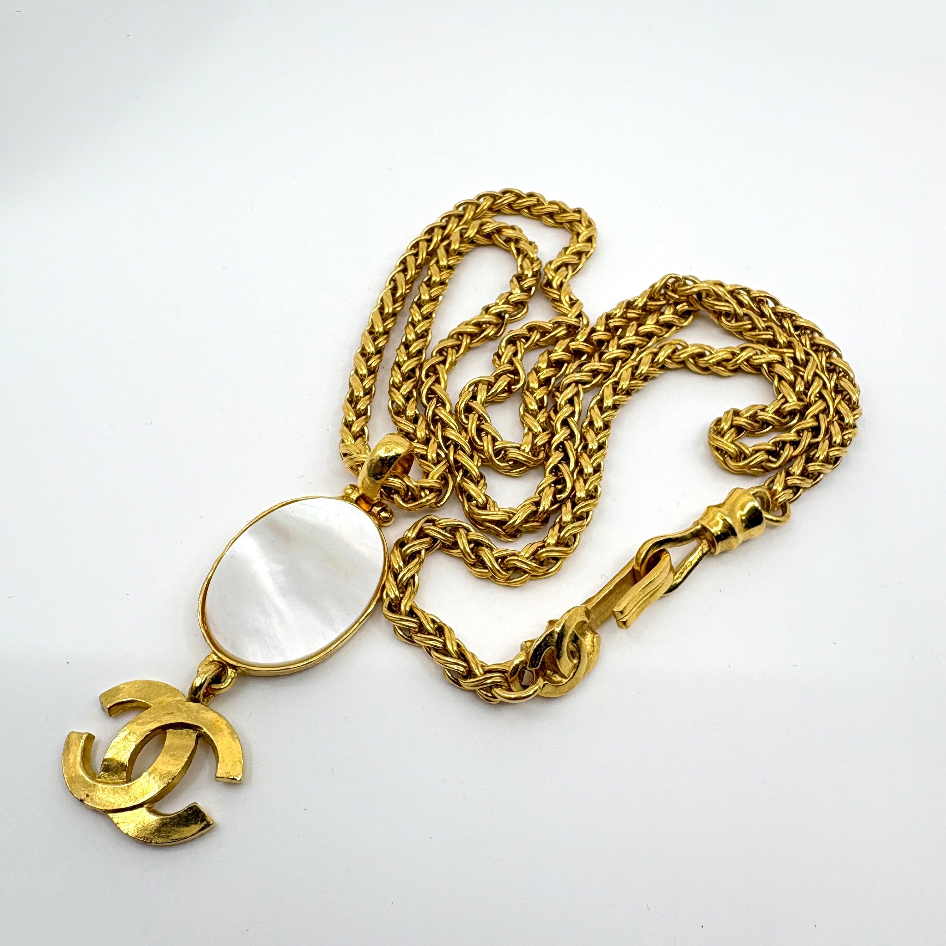 Coco Mark Shell (Precious Metal) Necklace Pendant, Chain approx. 85cm — view 2
