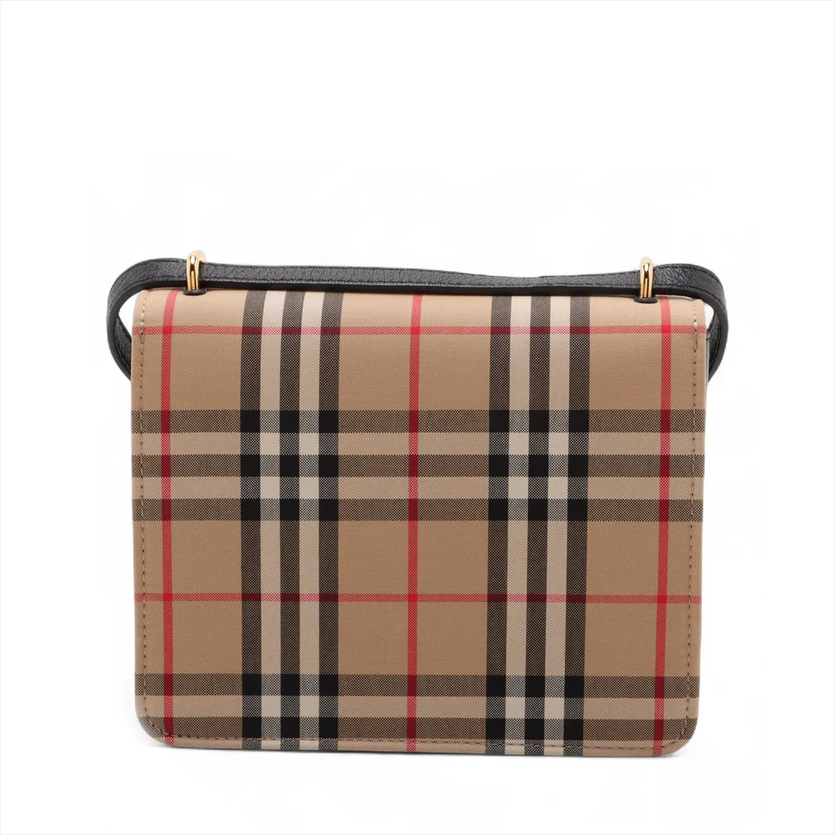 Nova Check Canvas x Leather Shoulder Bag, Beige x Black — view 2