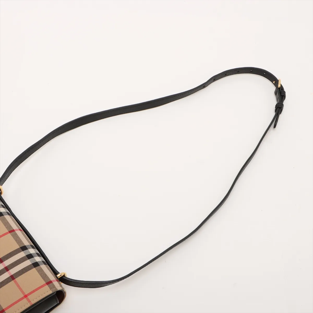 Nova Check Canvas x Leather Shoulder Bag, Beige x Black — view 5