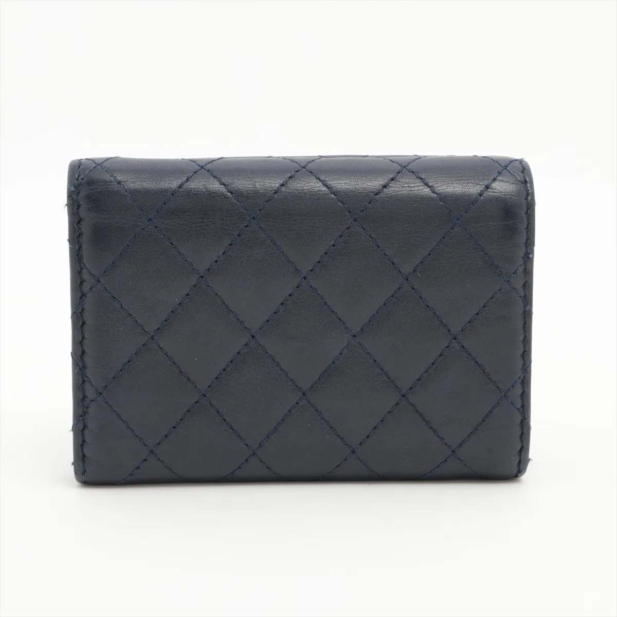 Boy Chanel Lambskin Compact Wallet, Navy, Gold Hardware, 26703461 — view 2
