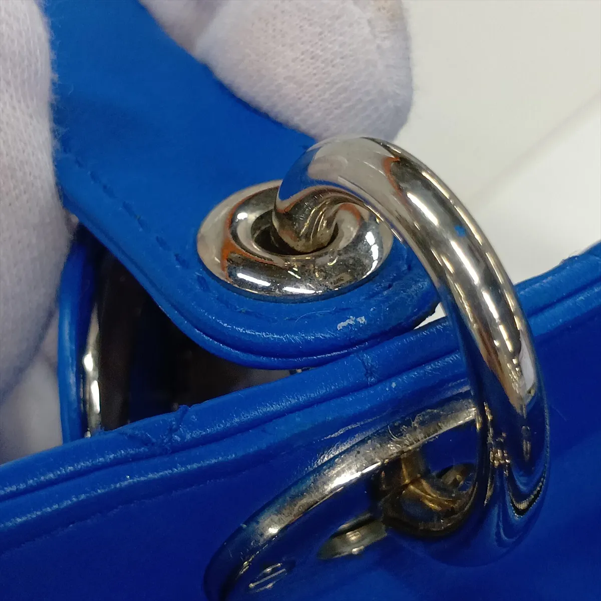 Cannage Lady Dior Leather 2-Way Handbag, Blue — view 14