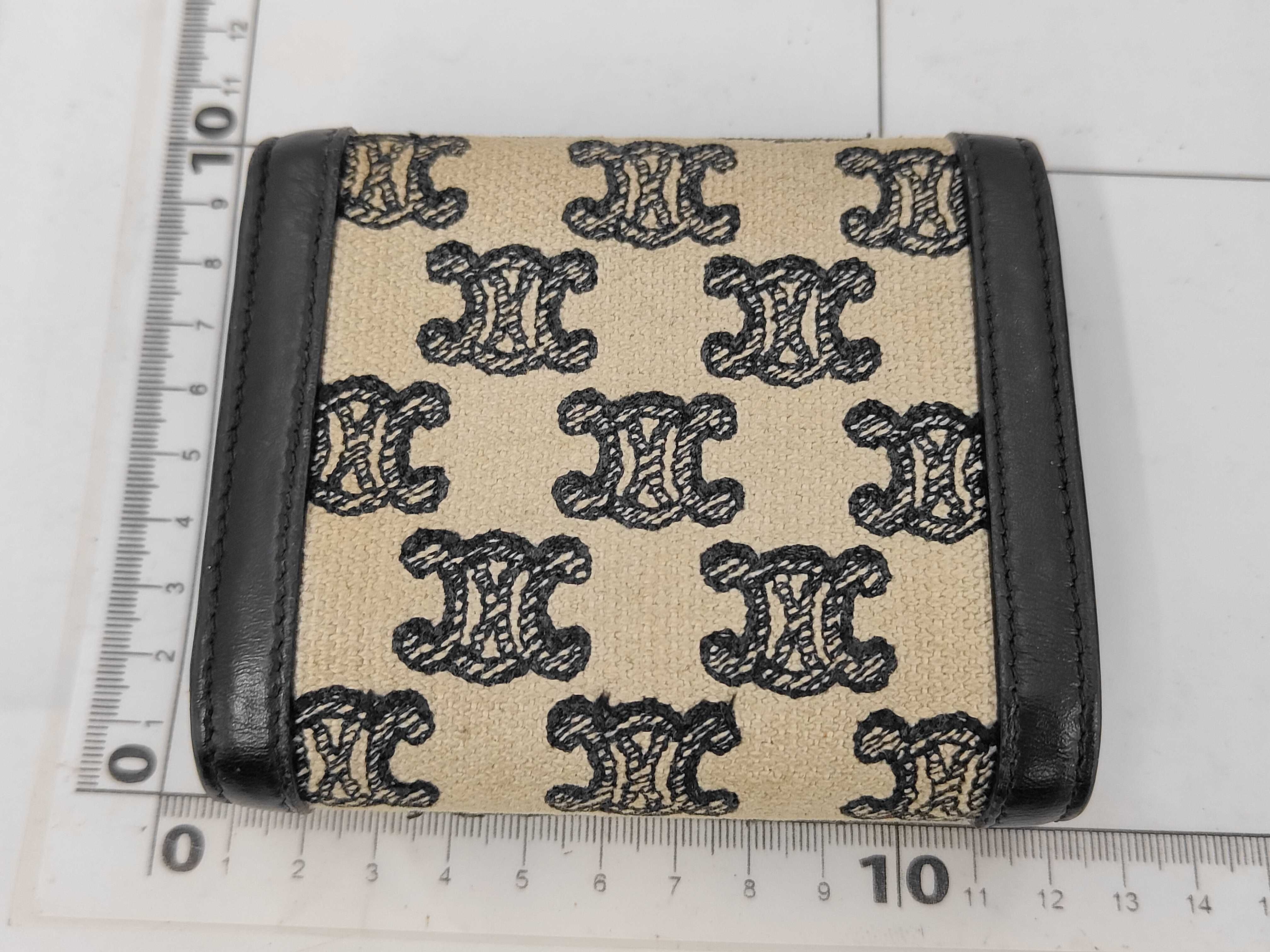 Triomphe Tri-fold Wallet, Jacquard, Beige x Black — view 2