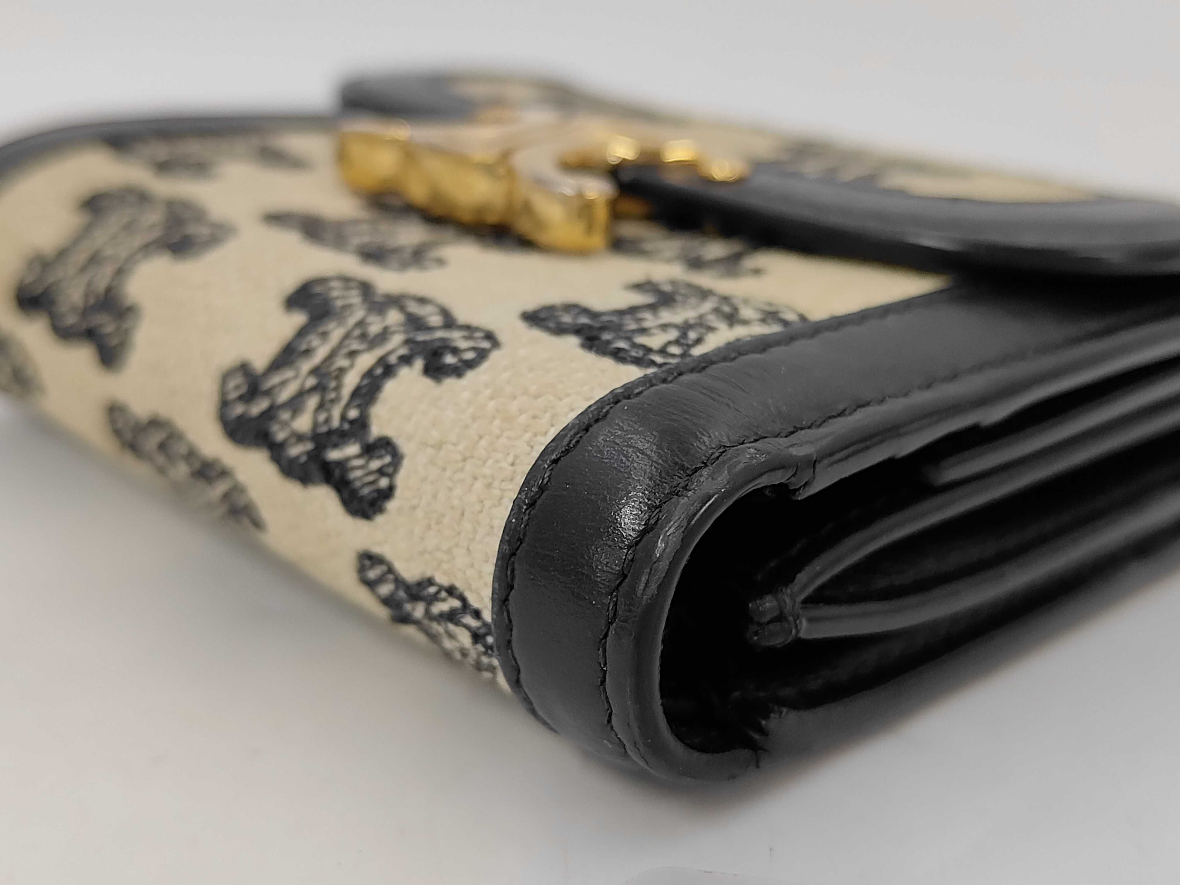 Triomphe Tri-fold Wallet, Jacquard, Beige x Black — view 3