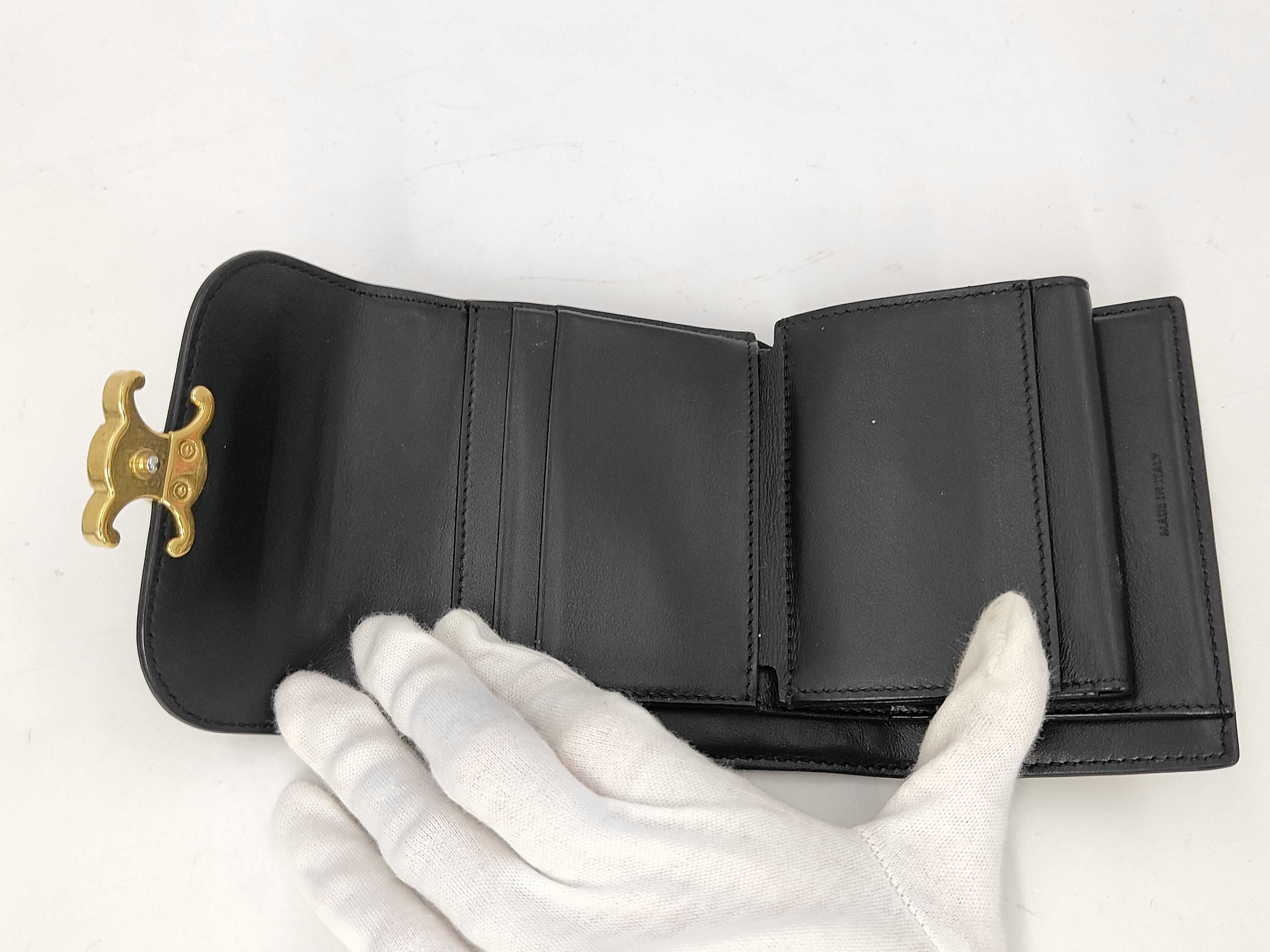 Triomphe Tri-fold Wallet, Jacquard, Beige x Black — view 4