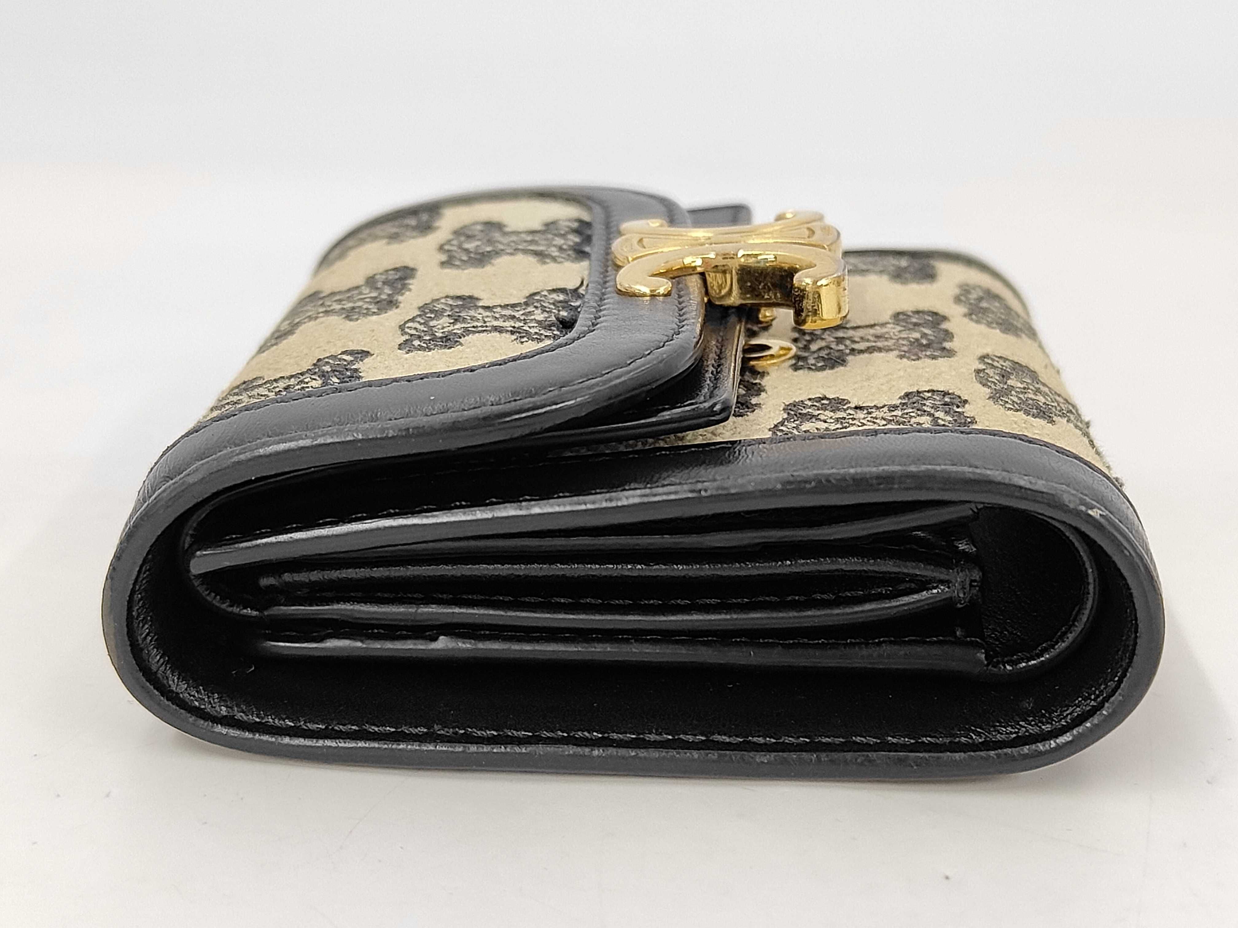 Triomphe Tri-fold Wallet, Jacquard, Beige x Black — view 8