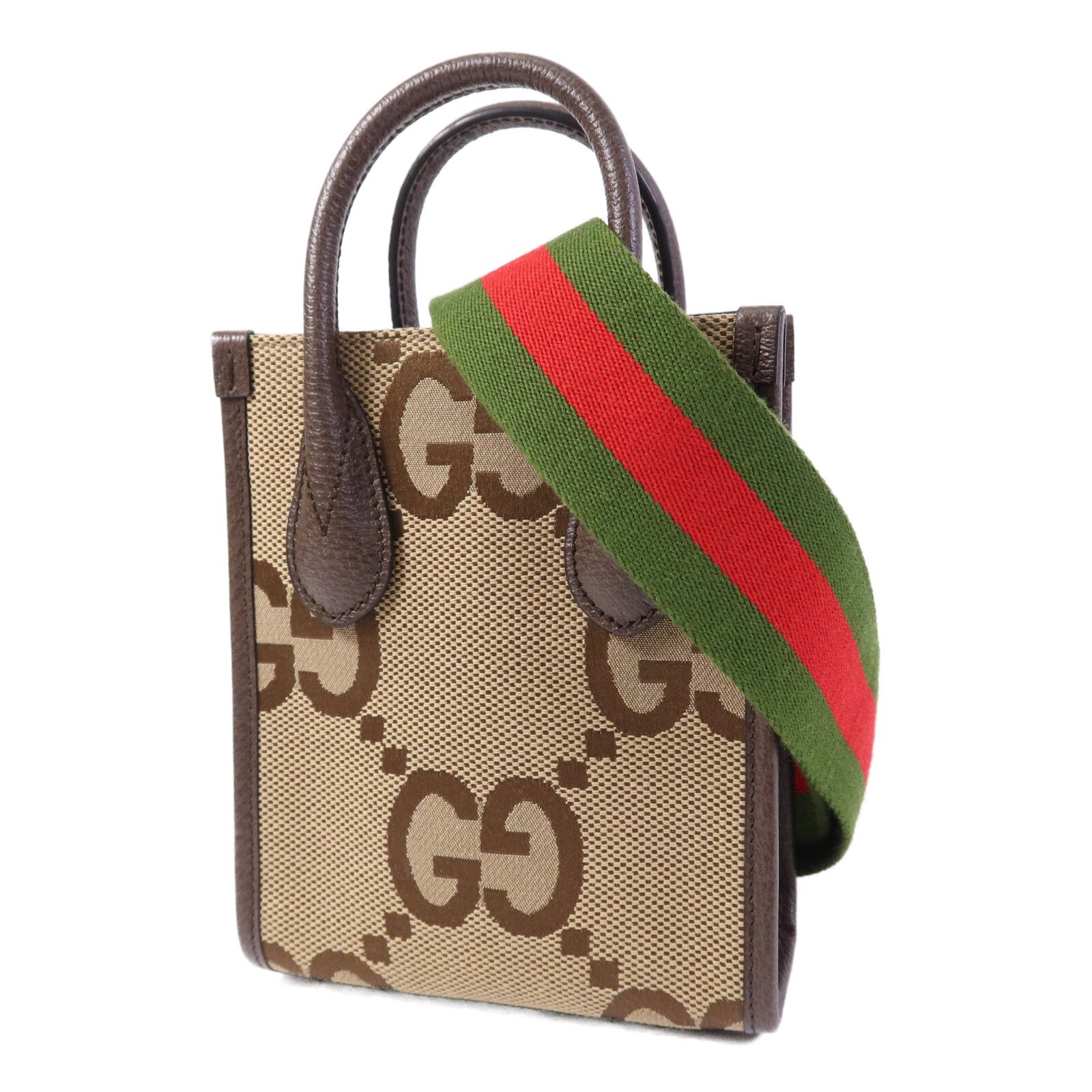 Mini Jumbo GG Canvas Web Vertical Tote — view 3