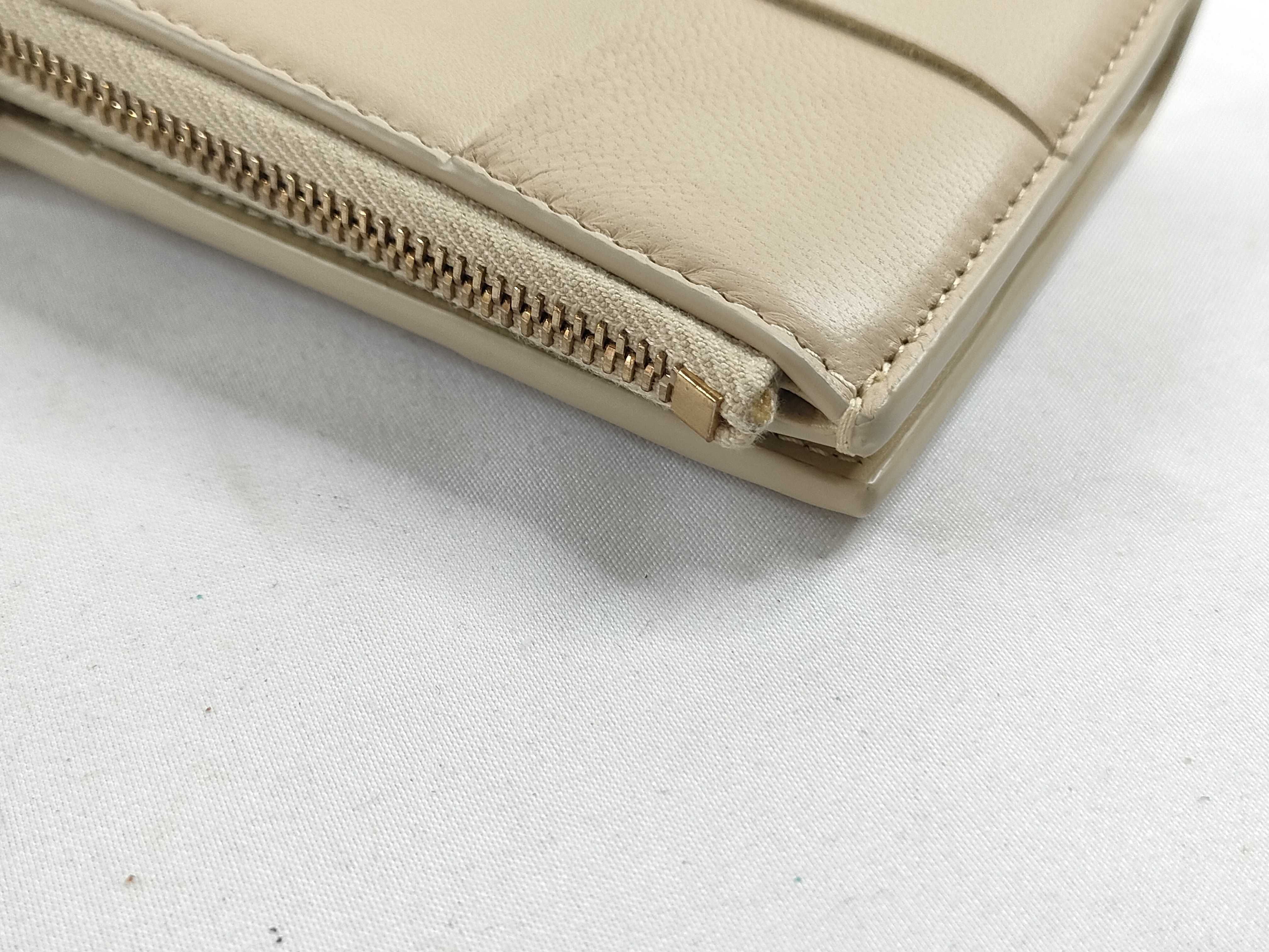Cassette Leather Compact Wallet, Beige — view 4