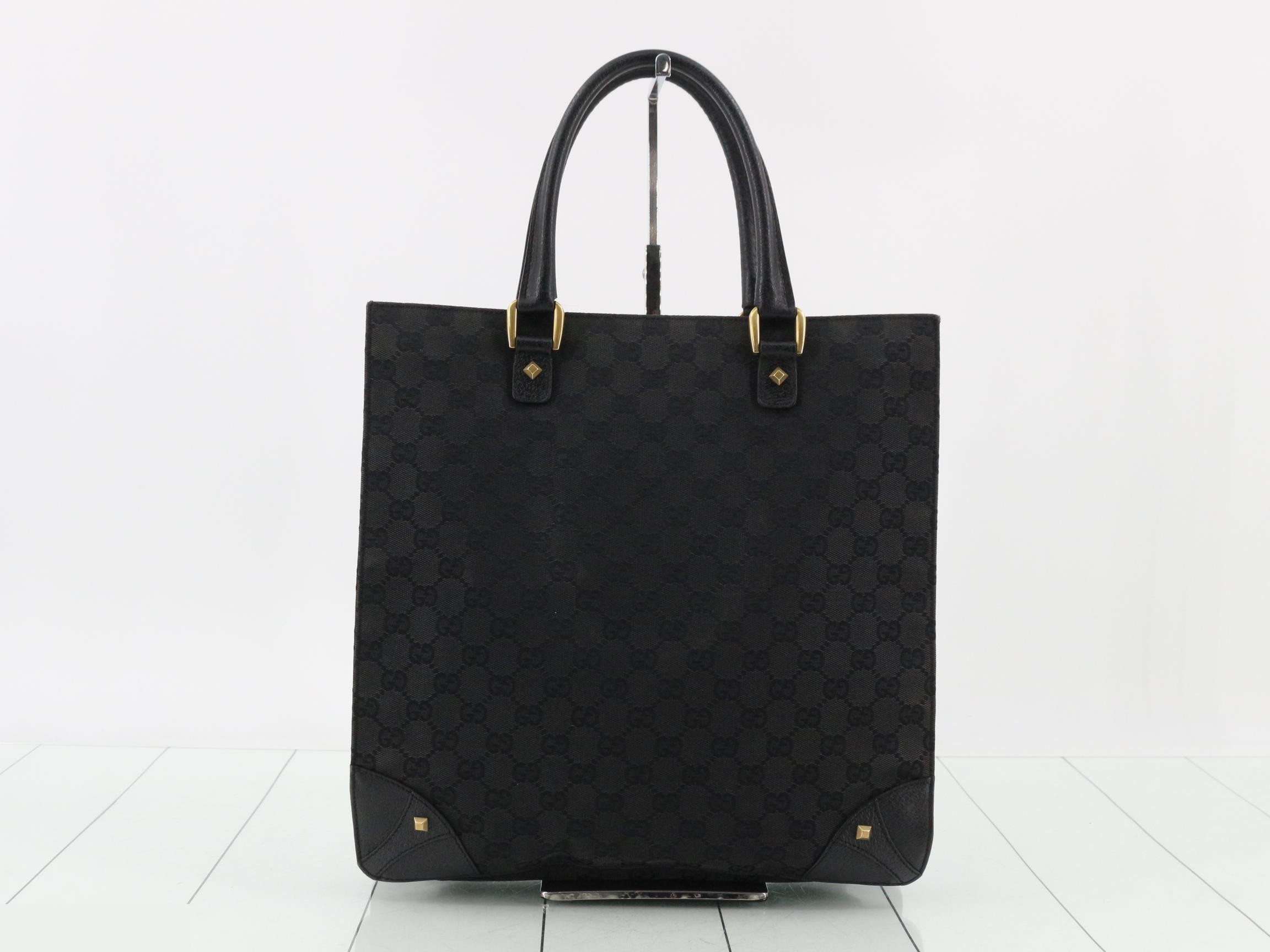 Leather, gold hardware, gold canvas (bag) - Tote bag — view 2