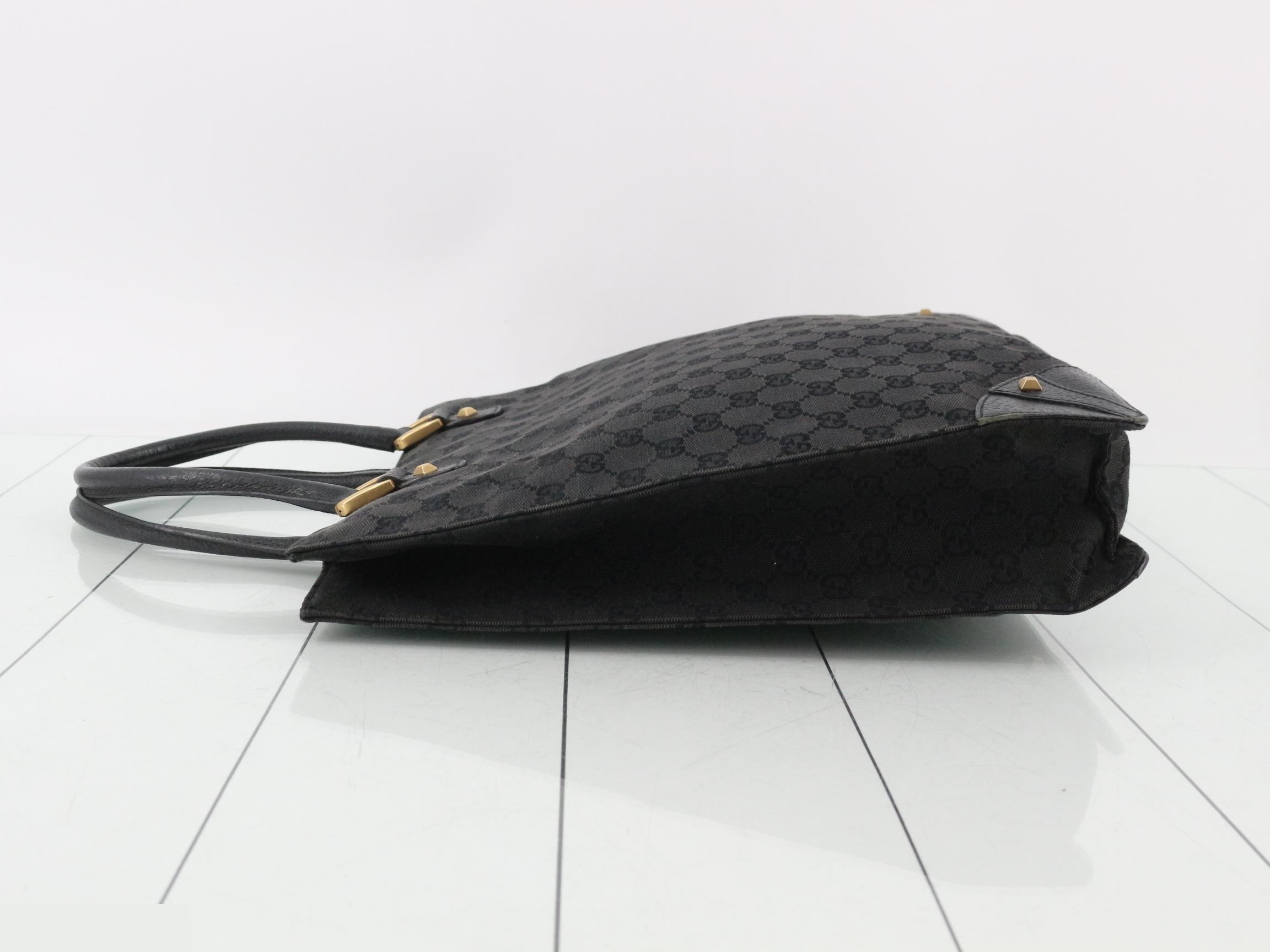 Leather, gold hardware, gold canvas (bag) - Tote bag — view 4