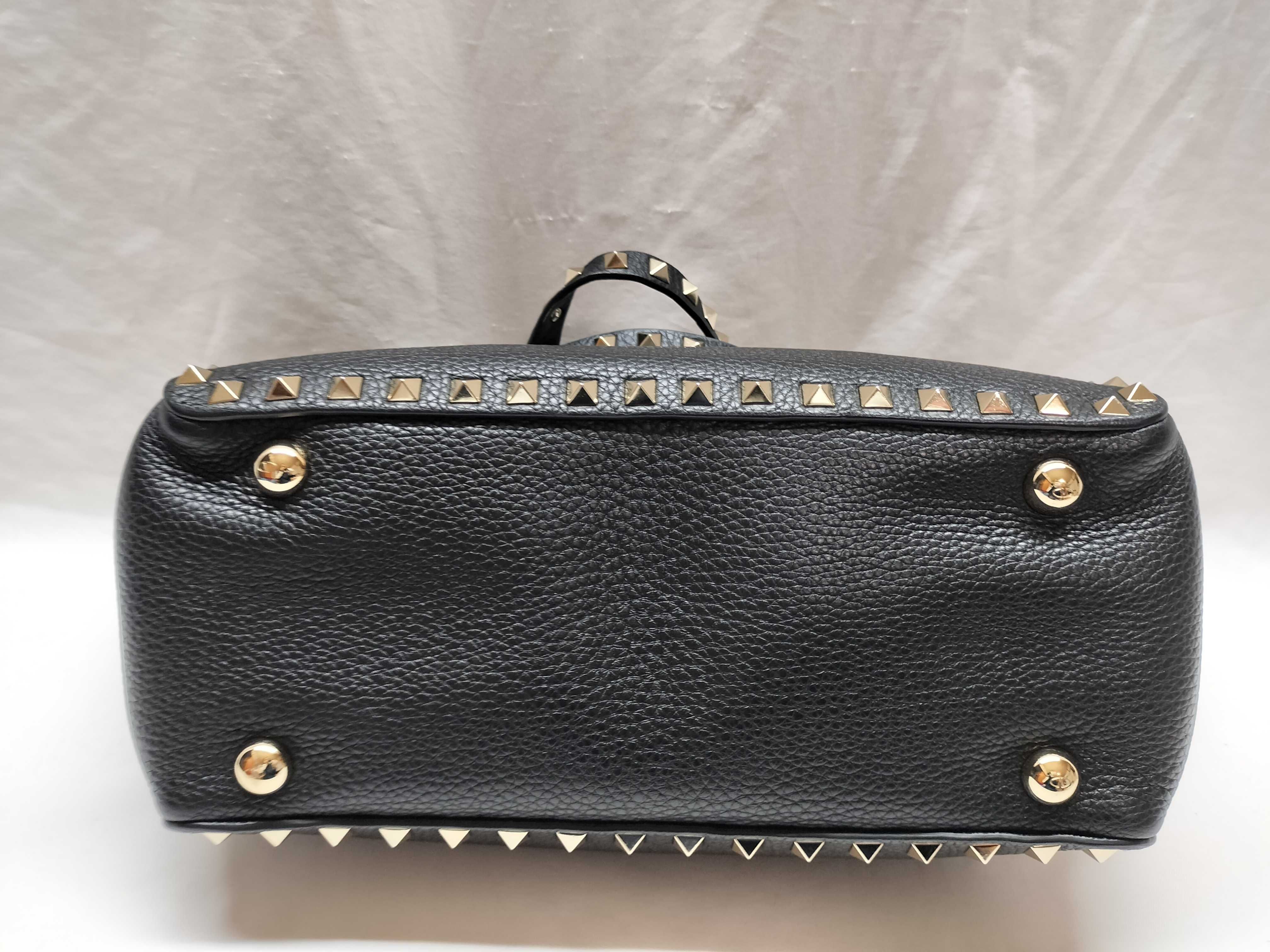 Rockstud Leather 2-Way Handbag, Black — view 3