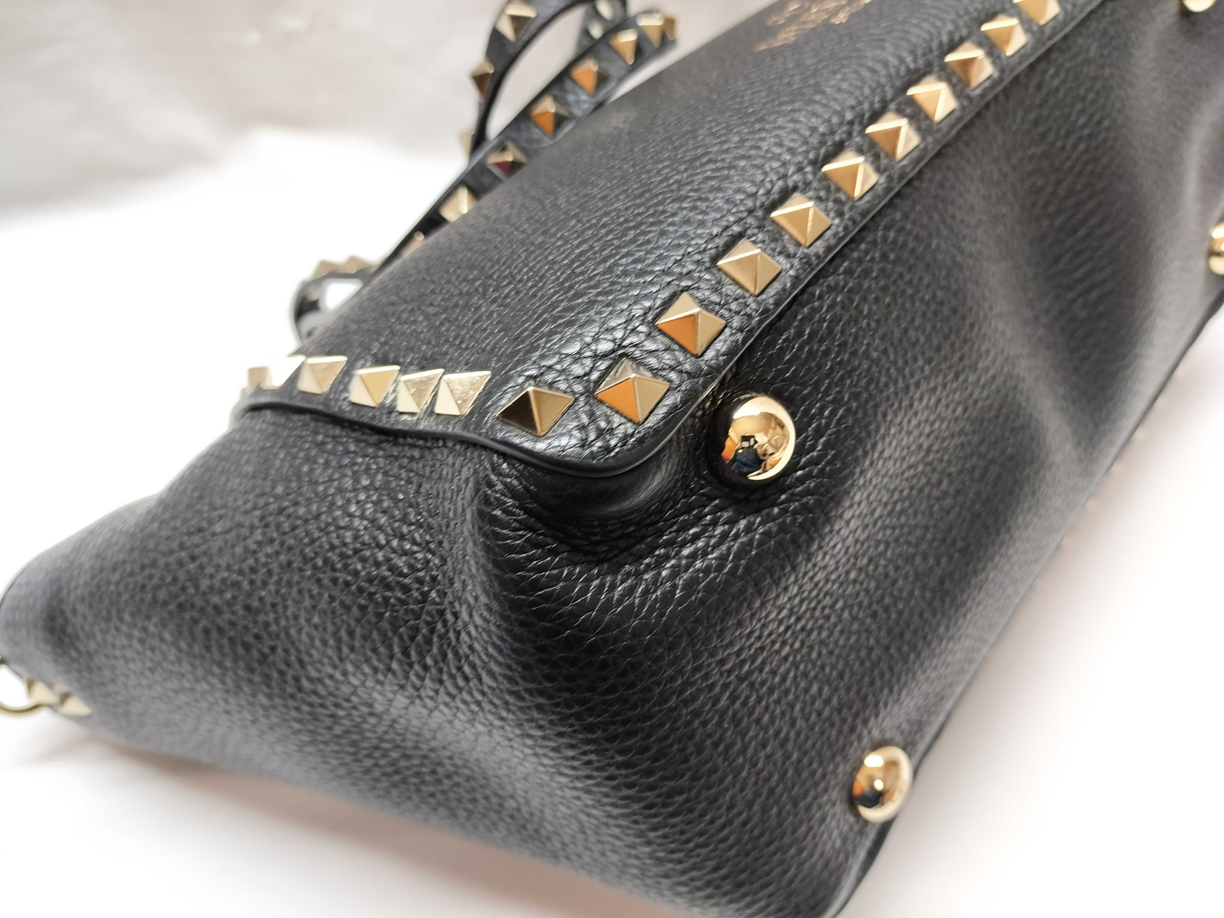 Rockstud Leather 2-Way Handbag, Black — view 4