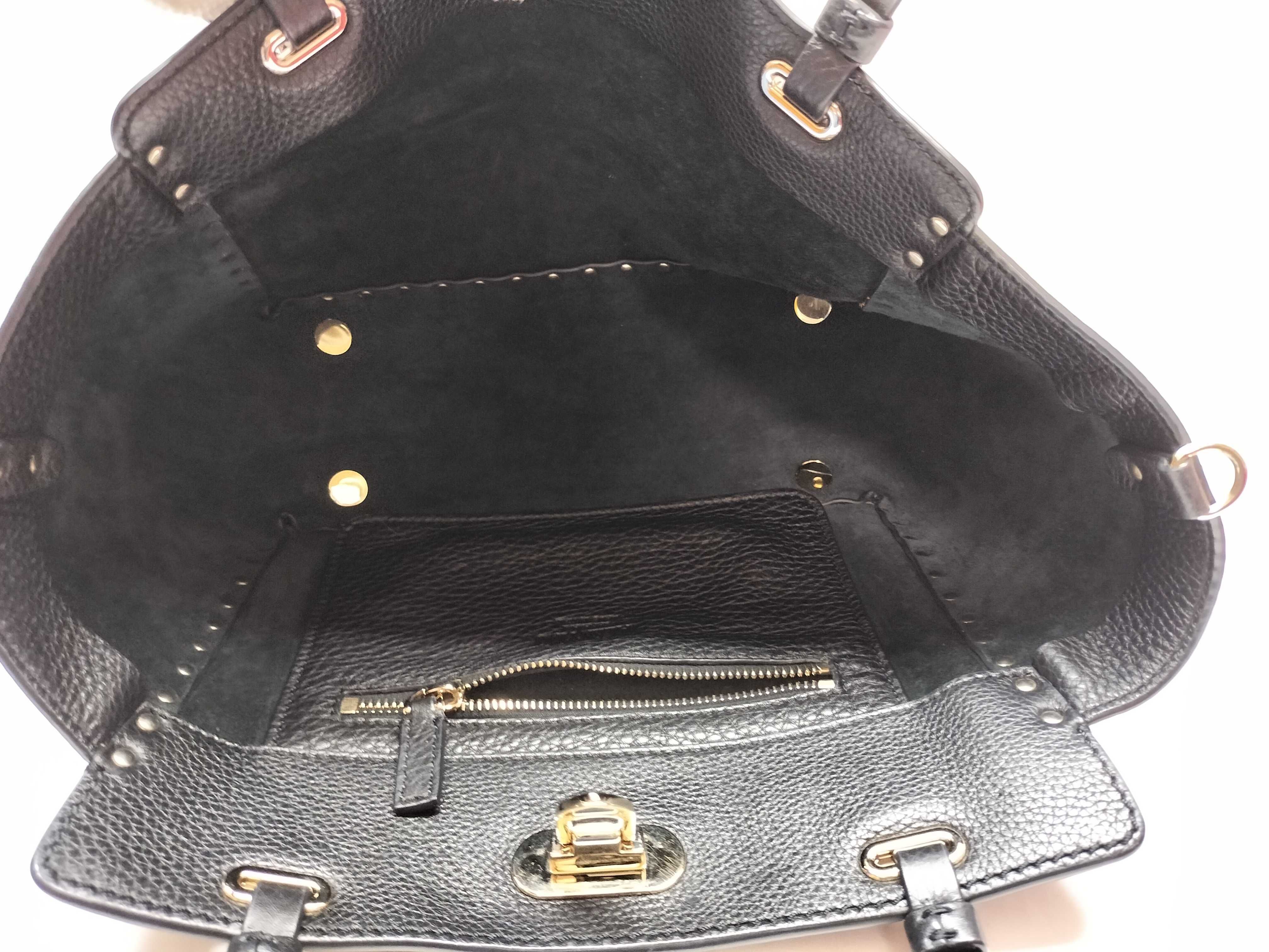Rockstud Leather 2-Way Handbag, Black — view 8