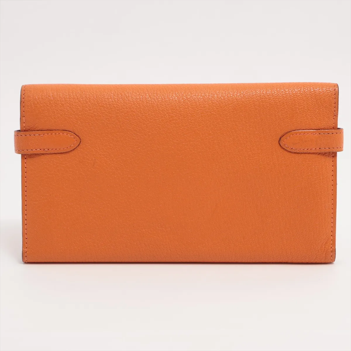 Kelly Wallet Chevre Misor Long Wallet Orange Silver Hardware L:2008 — view 2