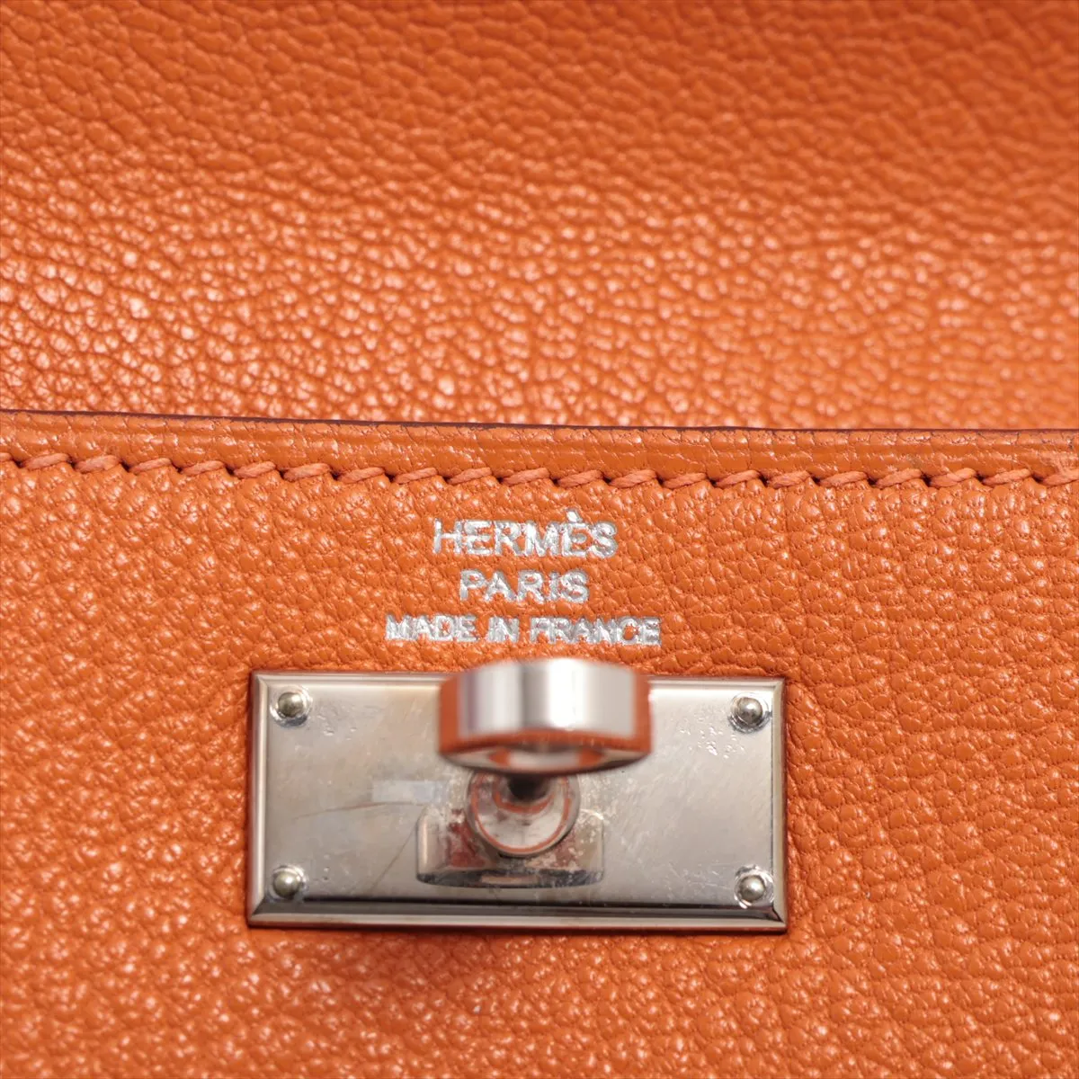 Kelly Wallet Chevre Misor Long Wallet Orange Silver Hardware L:2008 — view 9