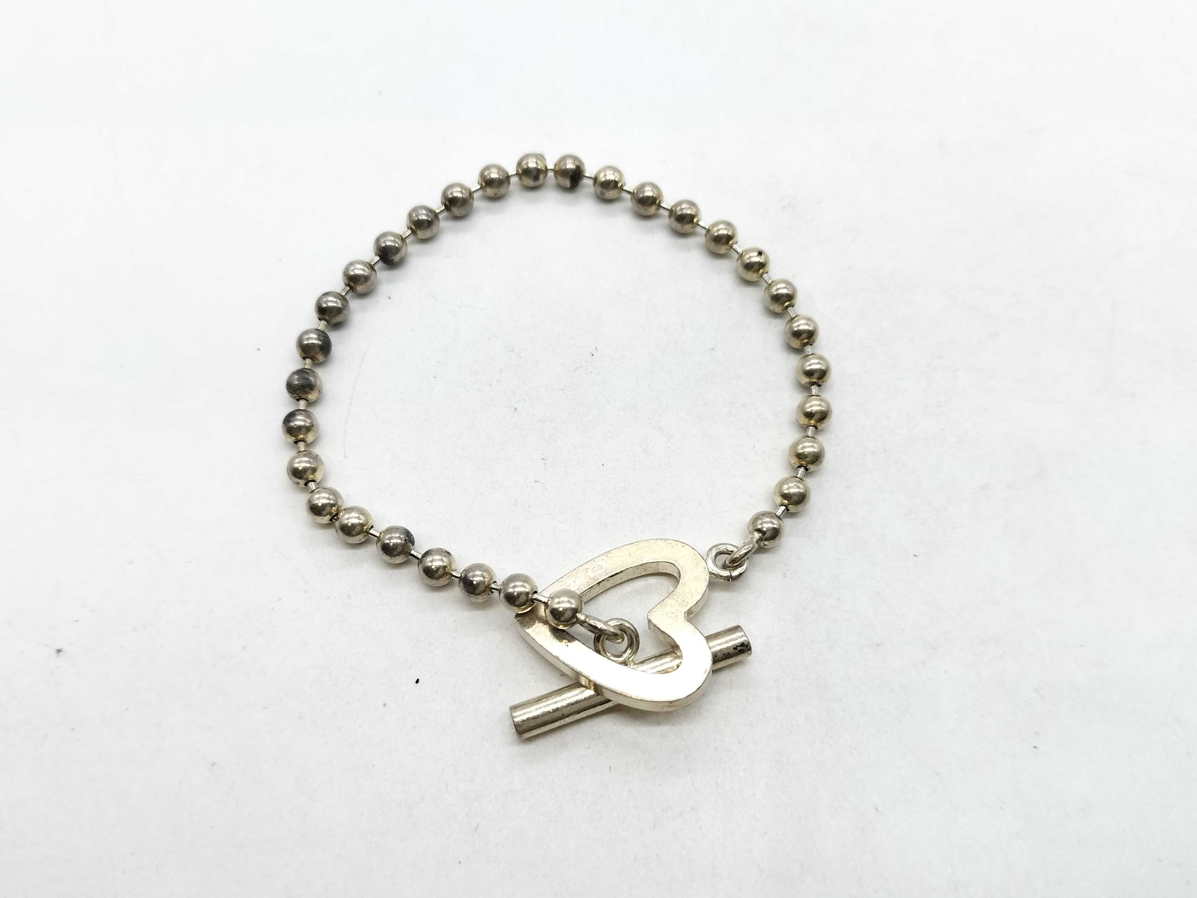 Ball Chain Heart Bracelet 925 13.6g Bracelet/Bangle