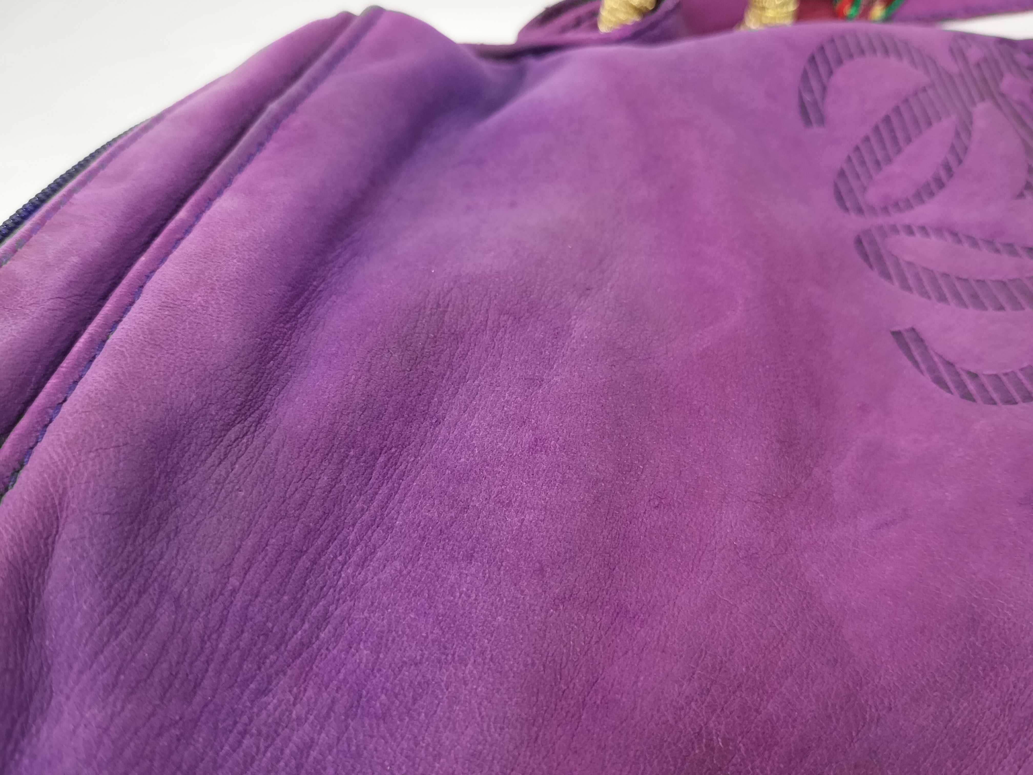 shoulder bag, fringe, Anagram design, nappa leather, purple. — view 14