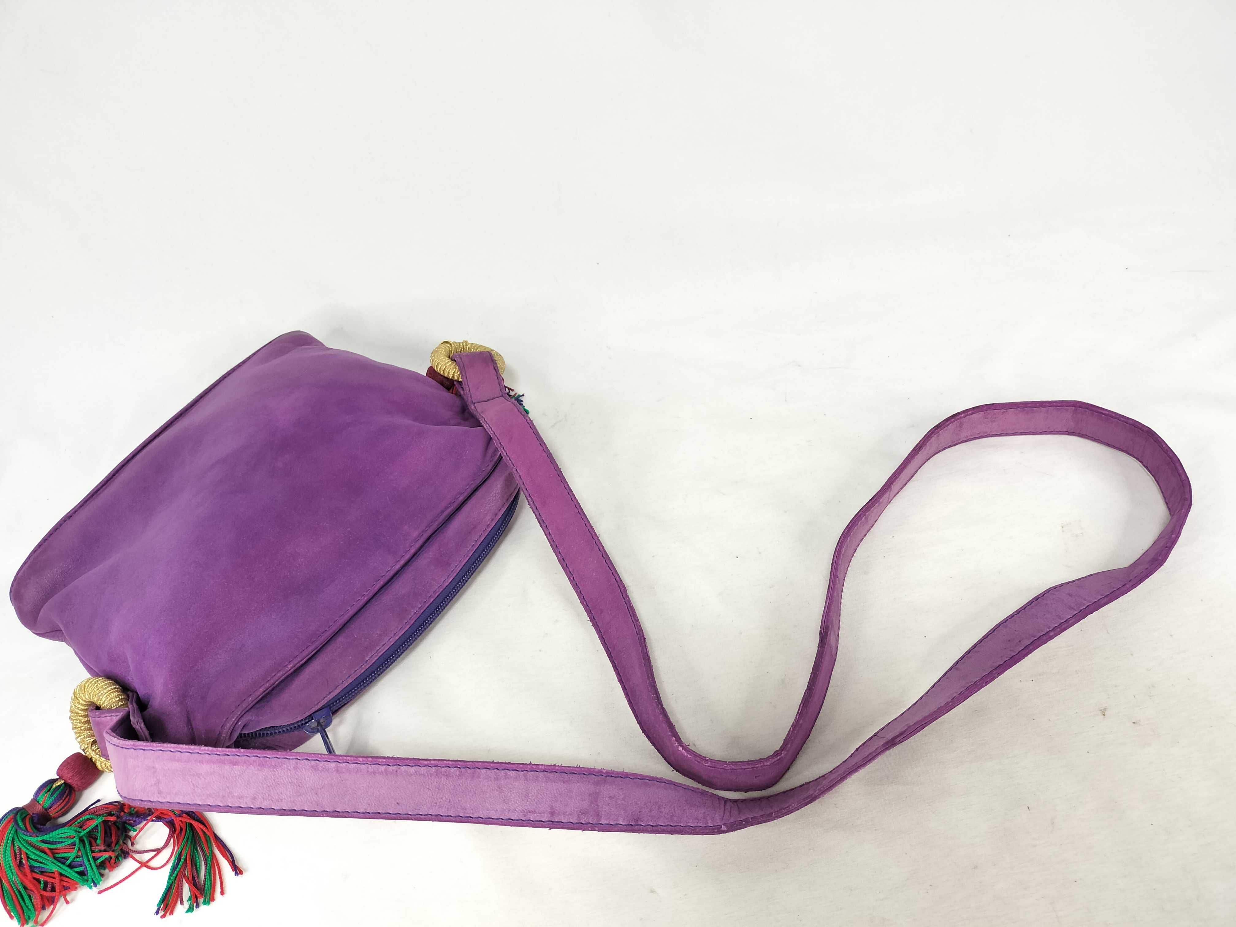 shoulder bag, fringe, Anagram design, nappa leather, purple. — view 3