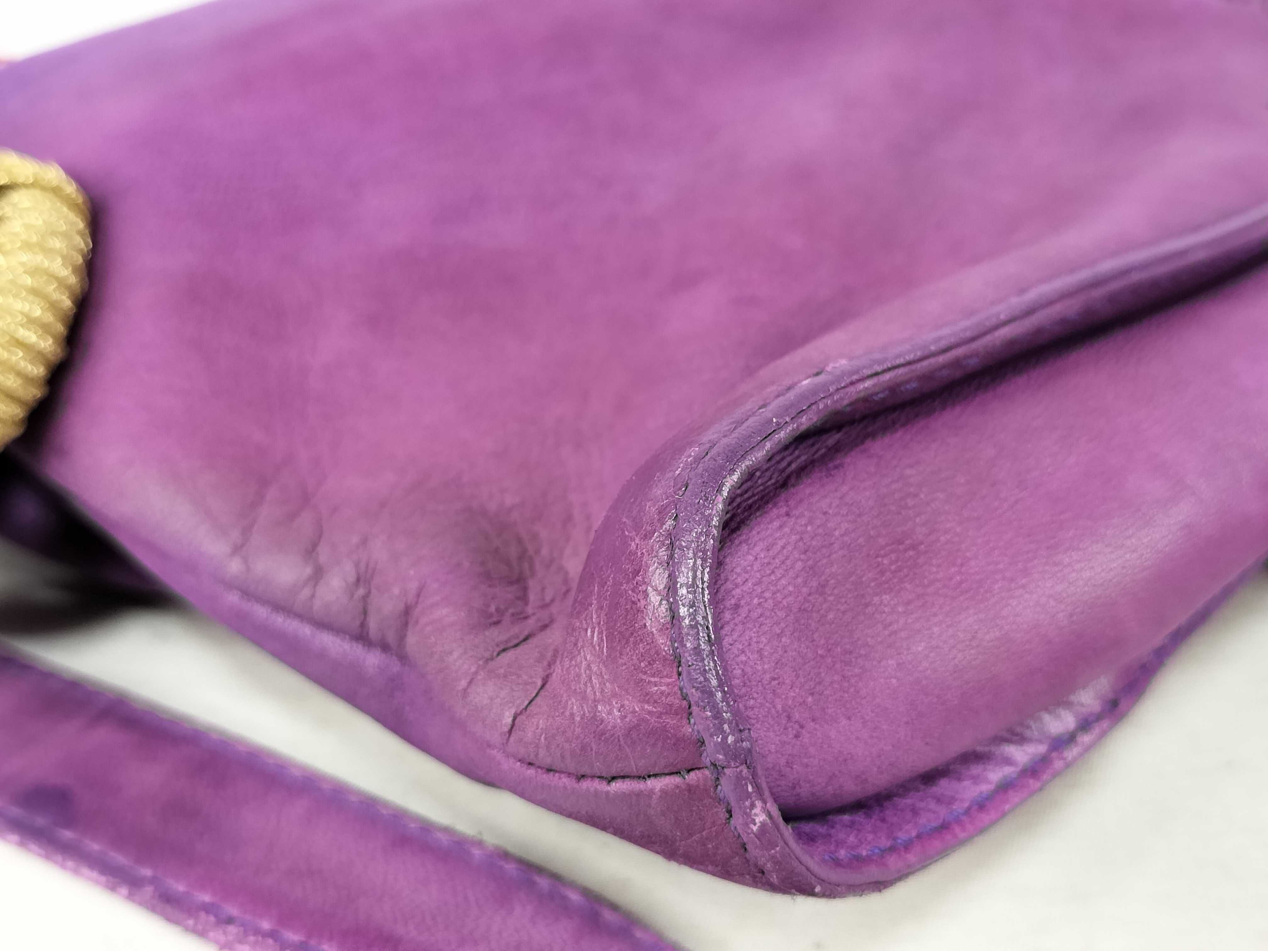 shoulder bag, fringe, Anagram design, nappa leather, purple. — view 7