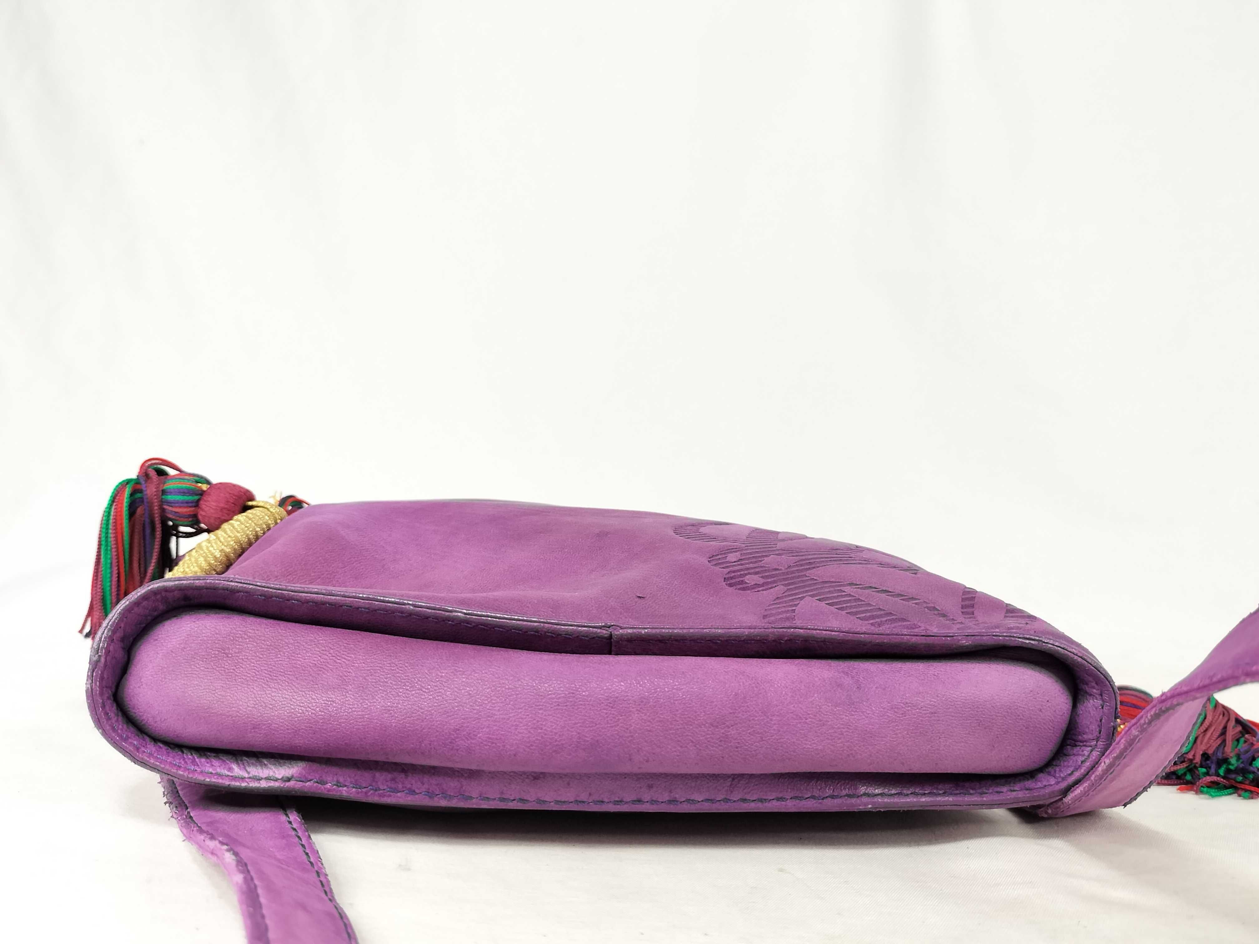 shoulder bag, fringe, Anagram design, nappa leather, purple. — view 8