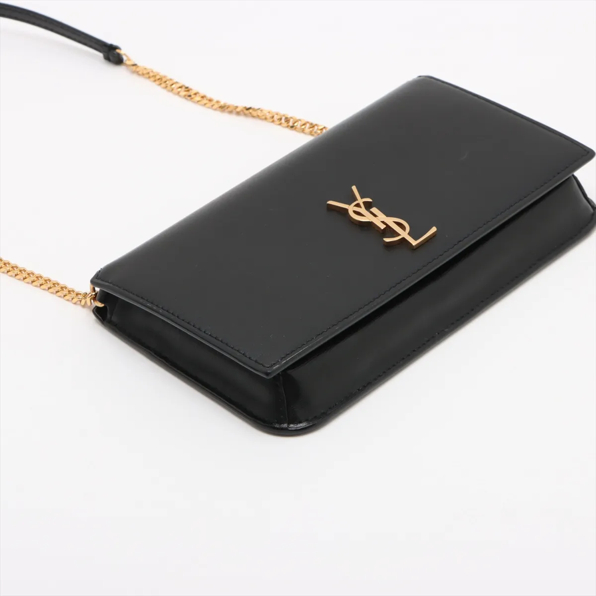 Leather Chain Shoulder Bag Black 635095 — view 4