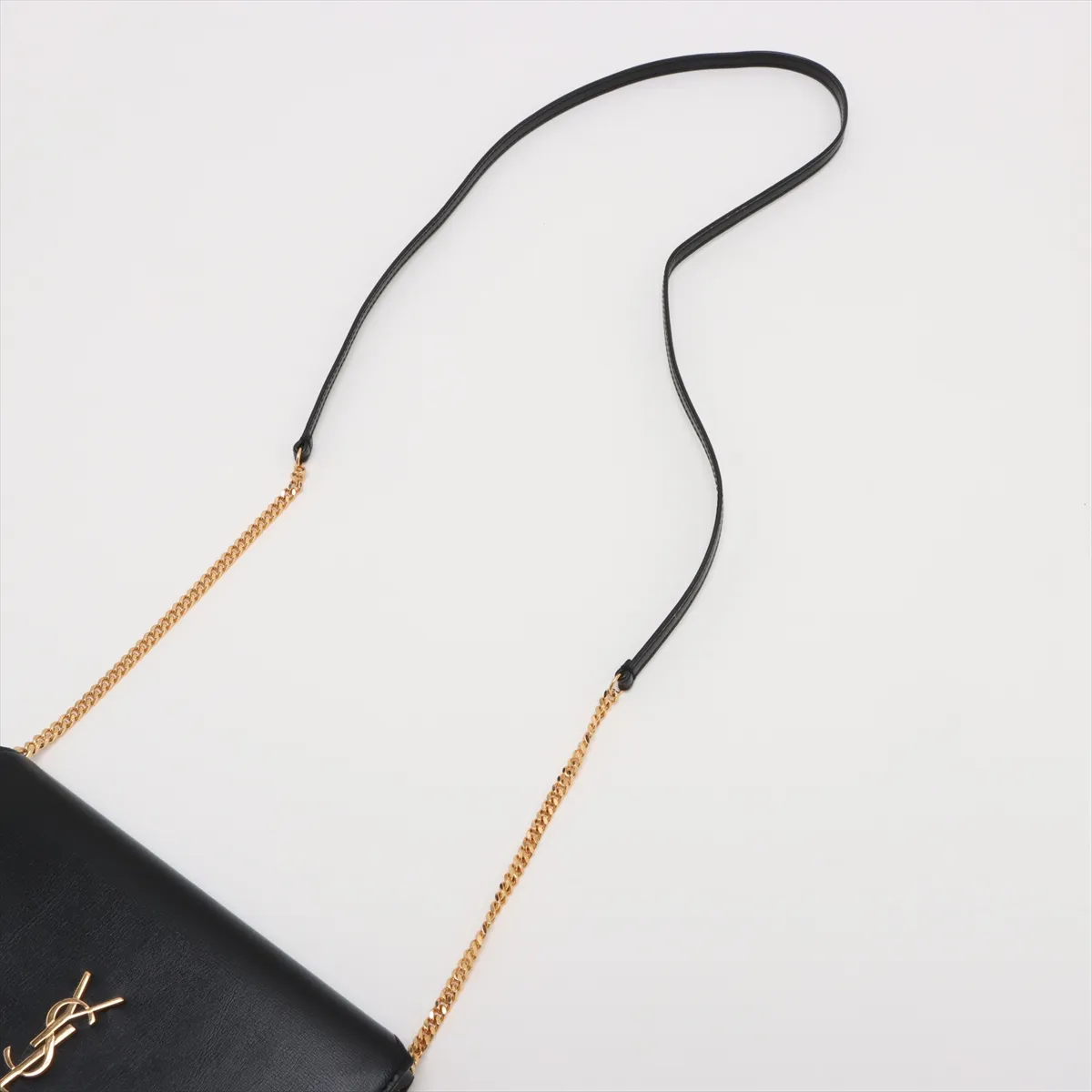 Leather Chain Shoulder Bag Black 635095 — view 5
