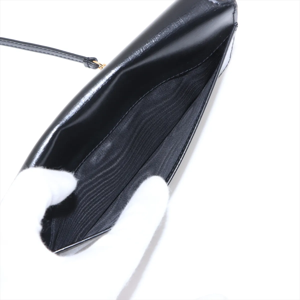 Leather Chain Shoulder Bag Black 635095 — view 7