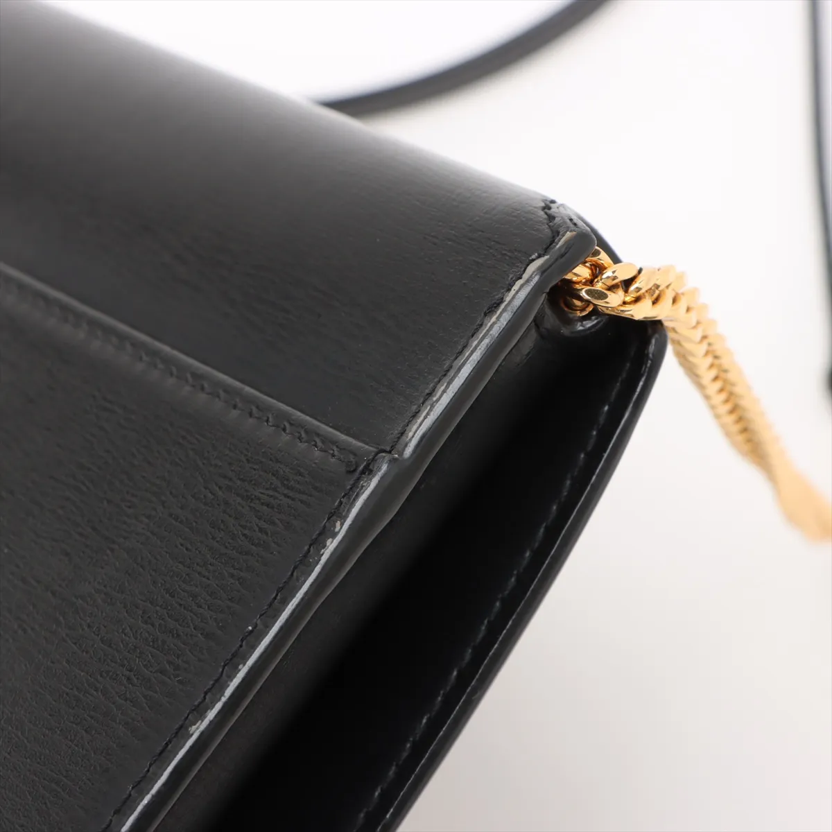 Leather Chain Shoulder Bag Black 635095 — view 10
