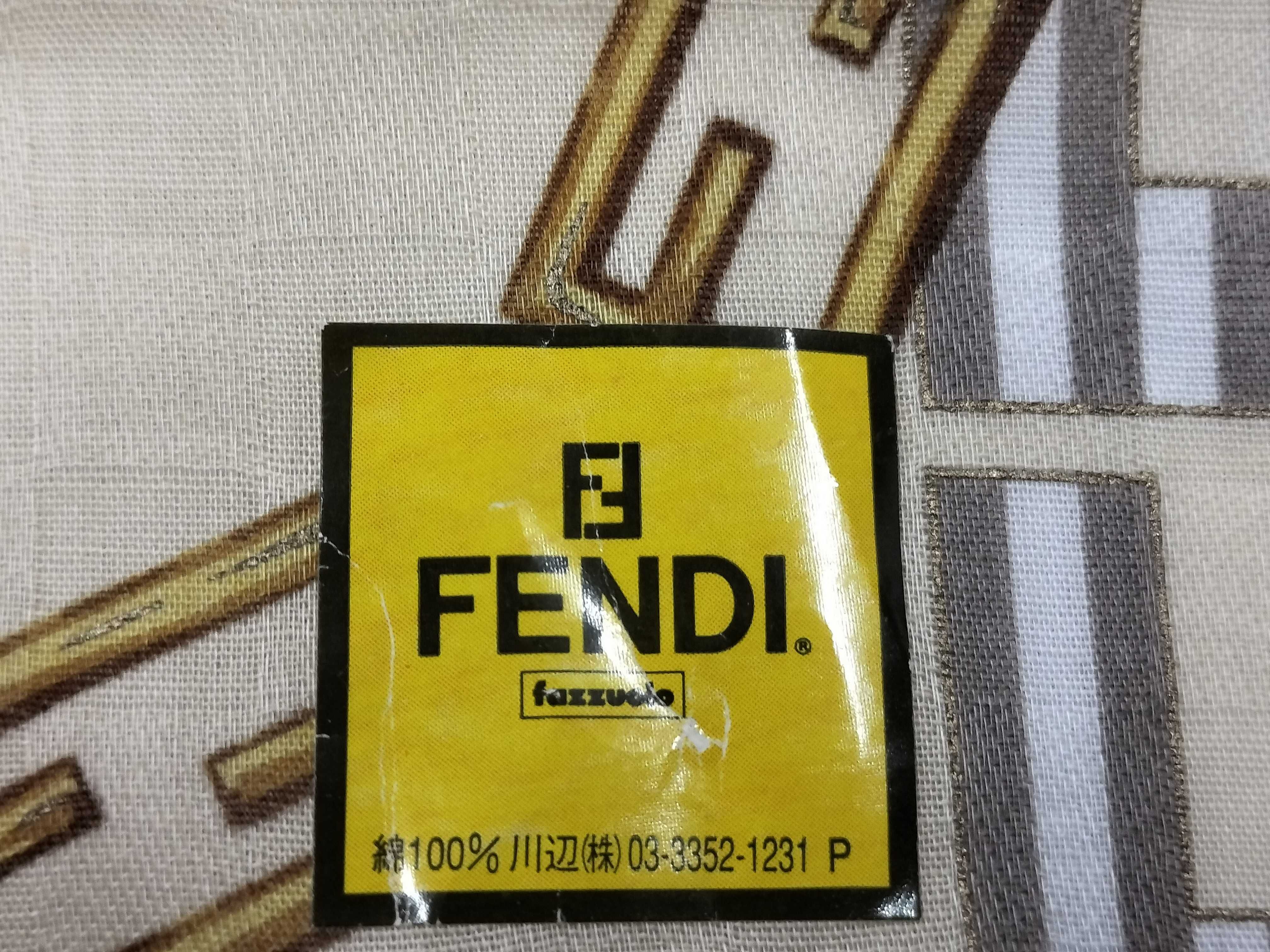 Zucca pattern Fendi handkerchief scarf with sticker, border logo FF chain, Zucca stripe, and other accessories — view 3