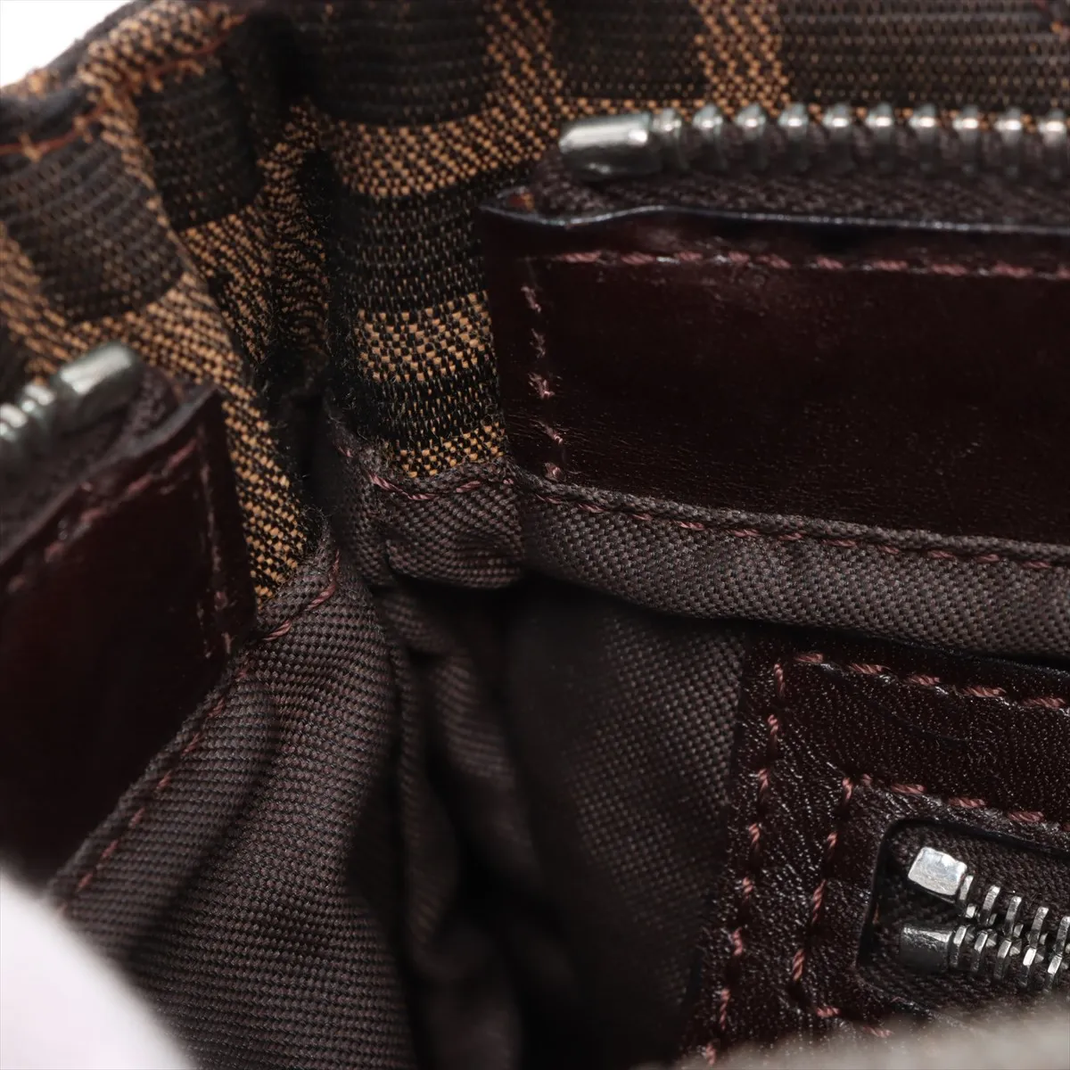 Zucca Canvas x Leather Shoulder Bag Brown 26767 — view 13
