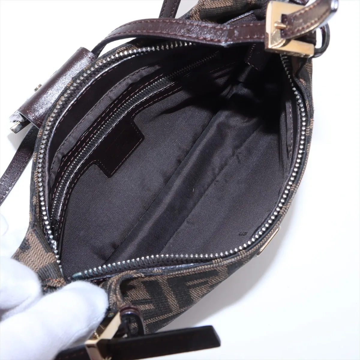 Zucca Canvas x Leather Shoulder Bag Brown 26767 — view 7
