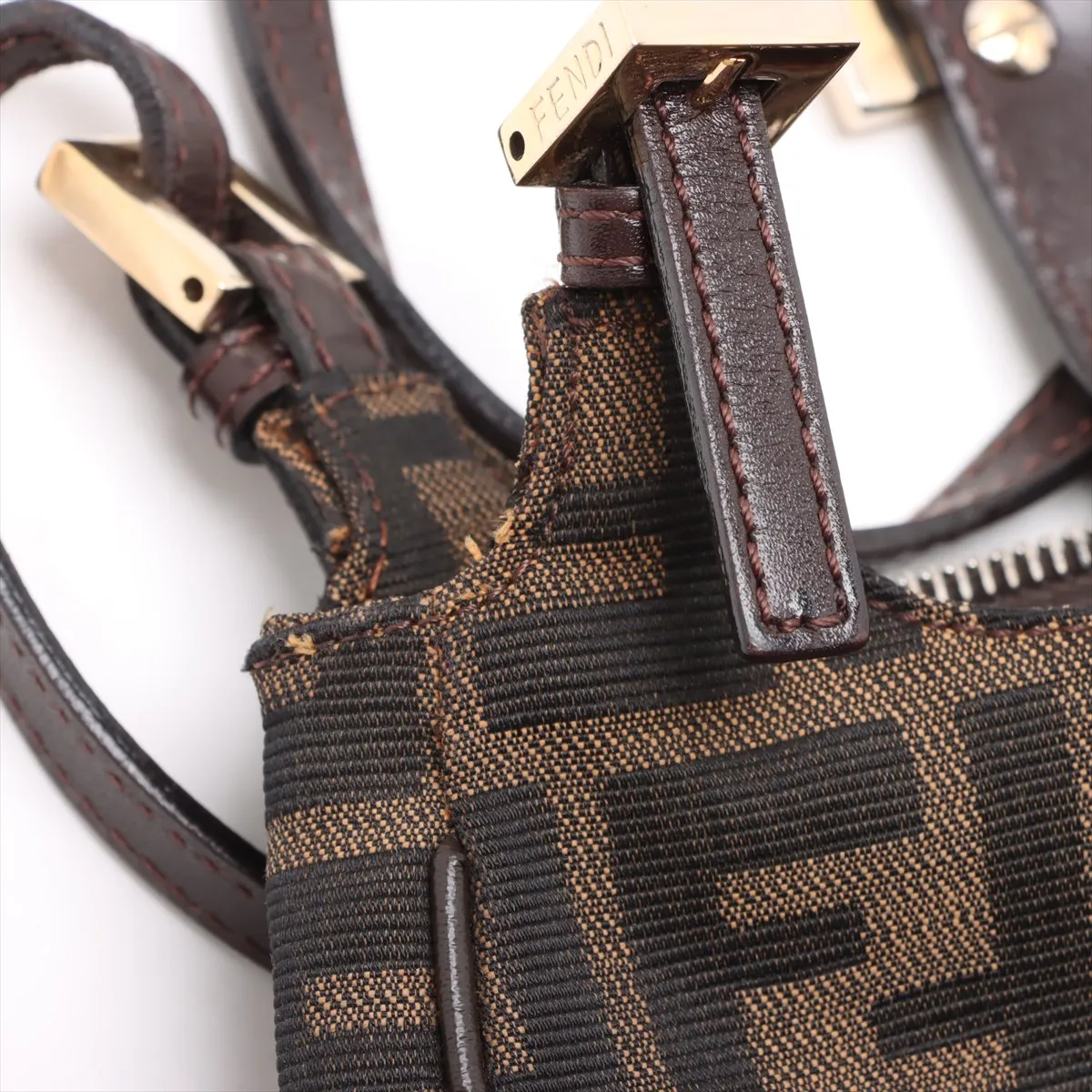 Zucca Canvas x Leather Shoulder Bag Brown 26767 — view 10
