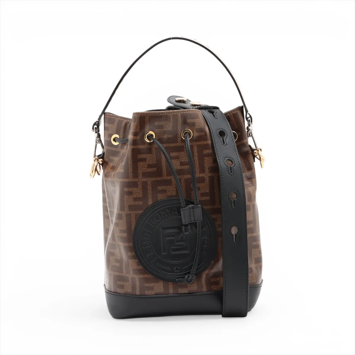 Zucca Montresor PVC x Leather 2-Way Shoulder Bag, Brown 8BT298