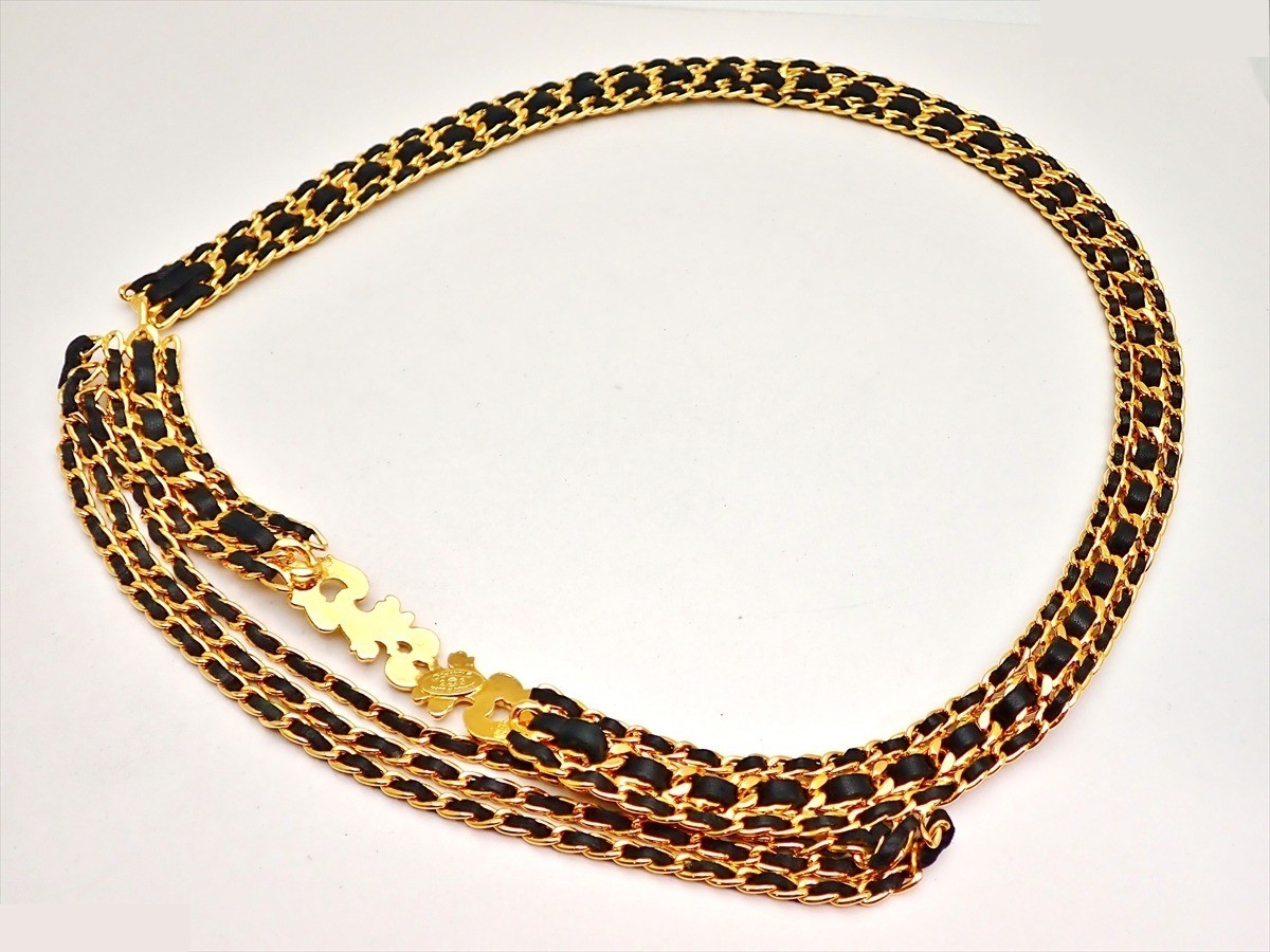 Stamped 25, Wave design, 3-strand leather chain, with box, chain length approximately 74cm. — view 3