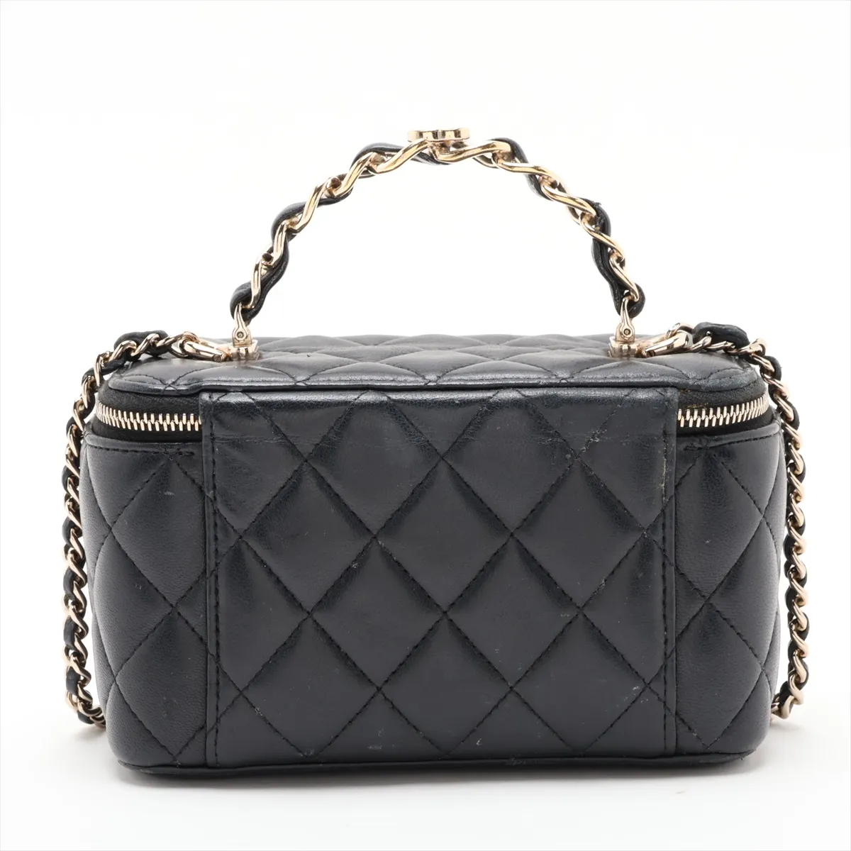 Matelassé Lambskin Vanity Bag, Black with Gold Hardware, P9K55NH8, Random Serial Number — view 2