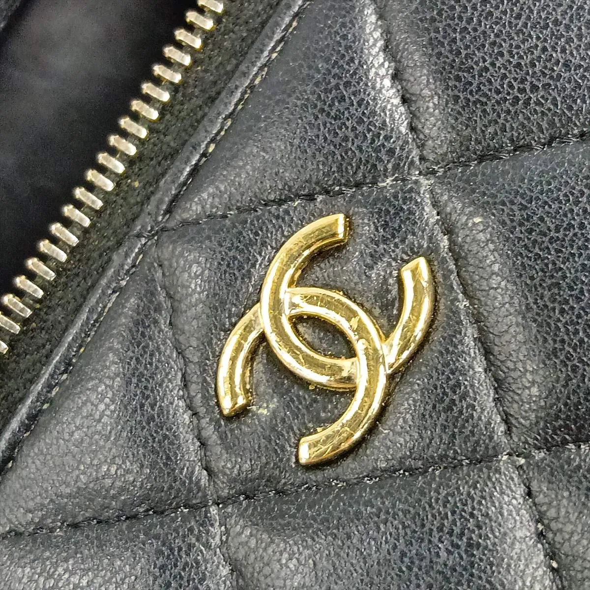 Matelassé Lambskin Vanity Bag, Black with Gold Hardware, P9K55NH8, Random Serial Number — view 14